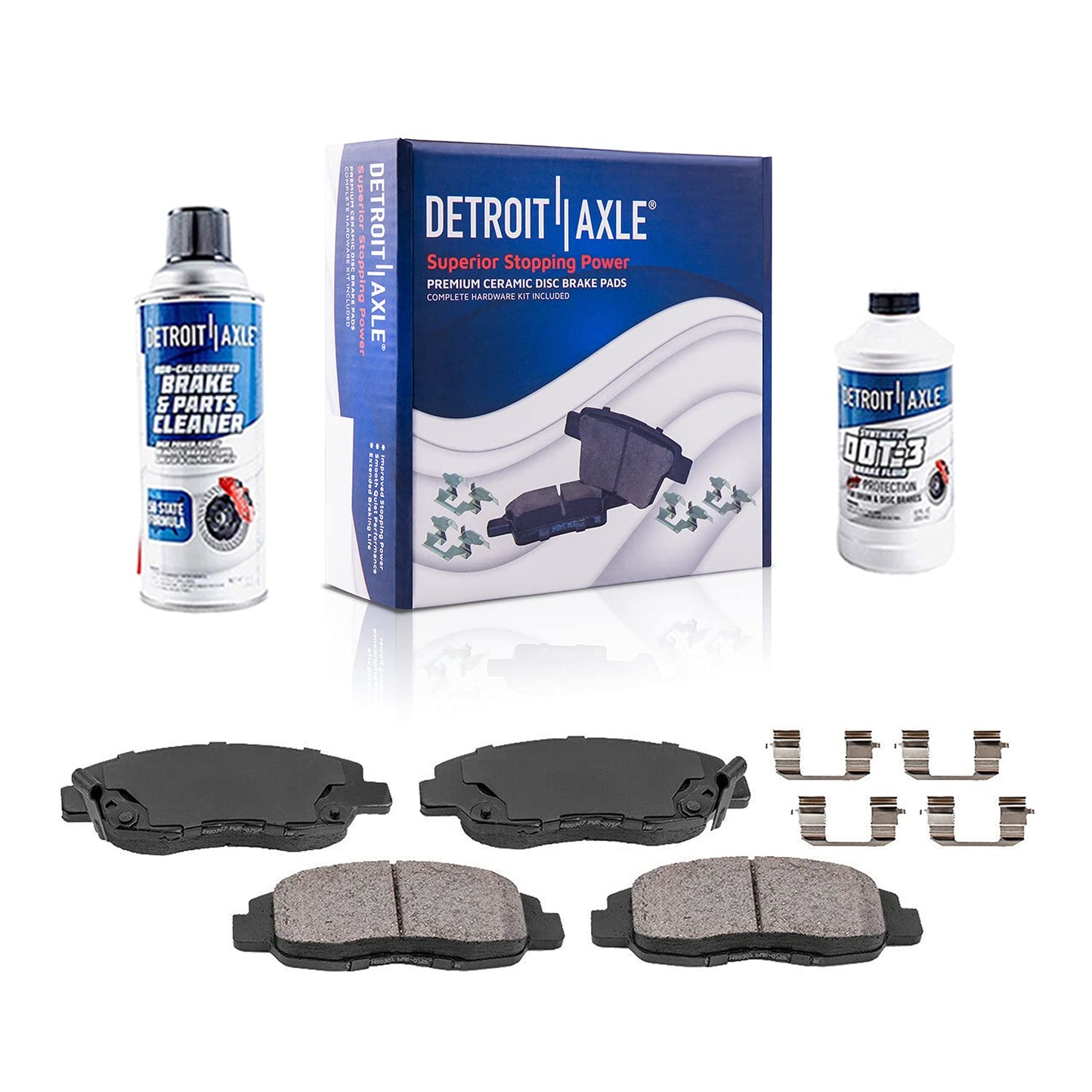 Detroit Axle - Front Brake Kit for 2012-2022 Ford F-250 Super Duty, 2013-2022 Ford F-350 Super Duty, 14.29" inch Drilled and Slotted Disc Brake Rotors Ceramic Brakes Pads Replacement