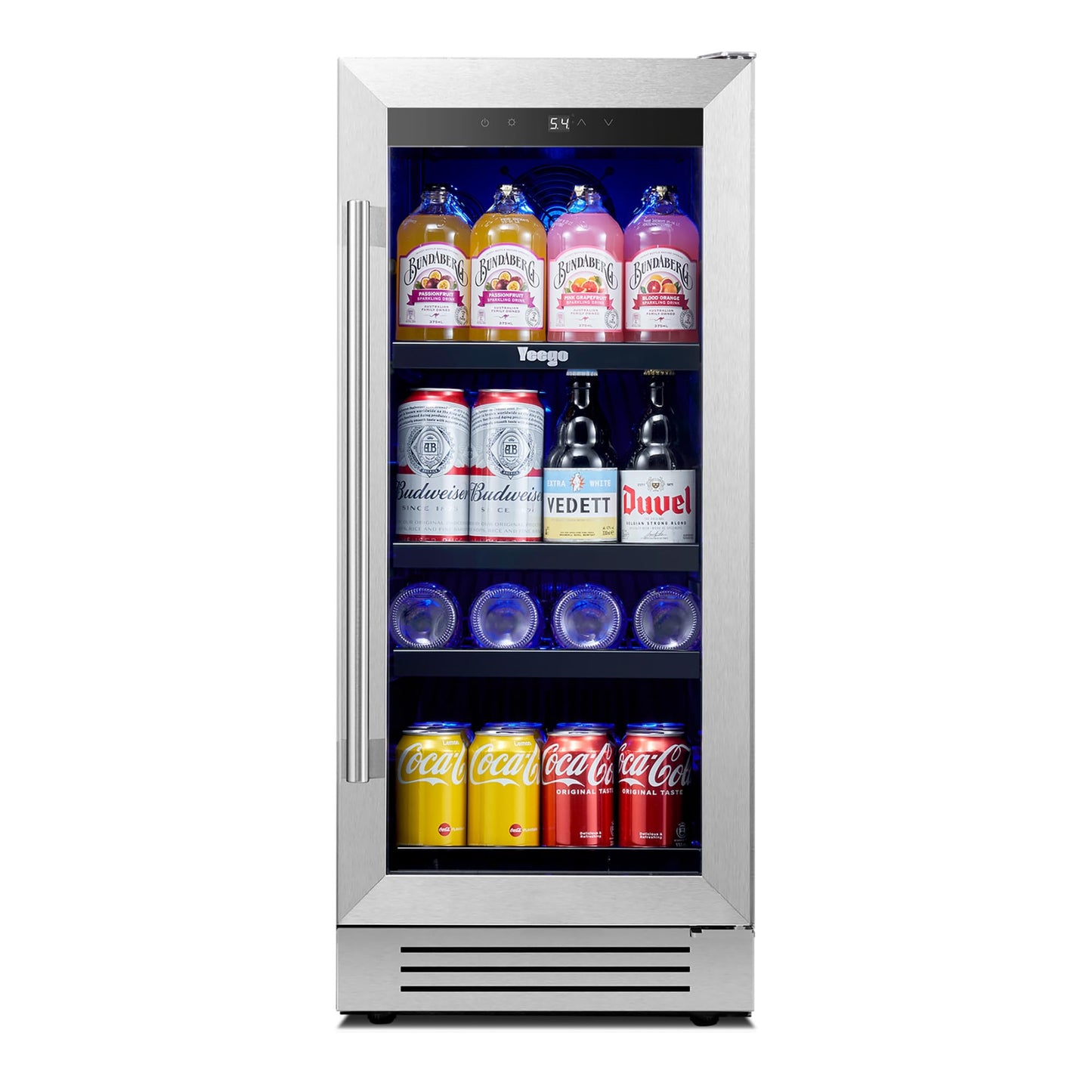 Yeego Beverage Refrigerator & Drink Fridge - 24 inch 180 Cans Beer Cooler Glass Door, 34-54℉ Under Counter Refrigerator Built-in for Drink Soda Wine for Bar Office Bedroom