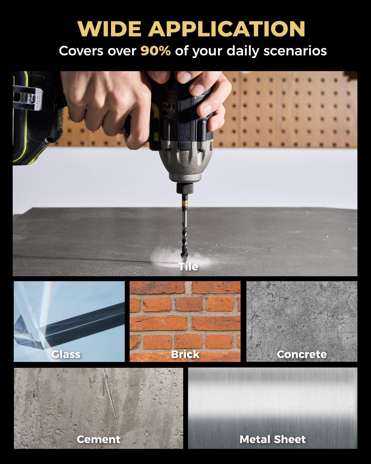 toolant Serrated Eccentric Masonry Drill Bit Set(5pcs),Four Edge Concrete Drill Bits for Glass, Tile, Brick, Cement Concrete Plastic,5/32"-3/8",Industrial Strength Carbide Drill Bit Tip