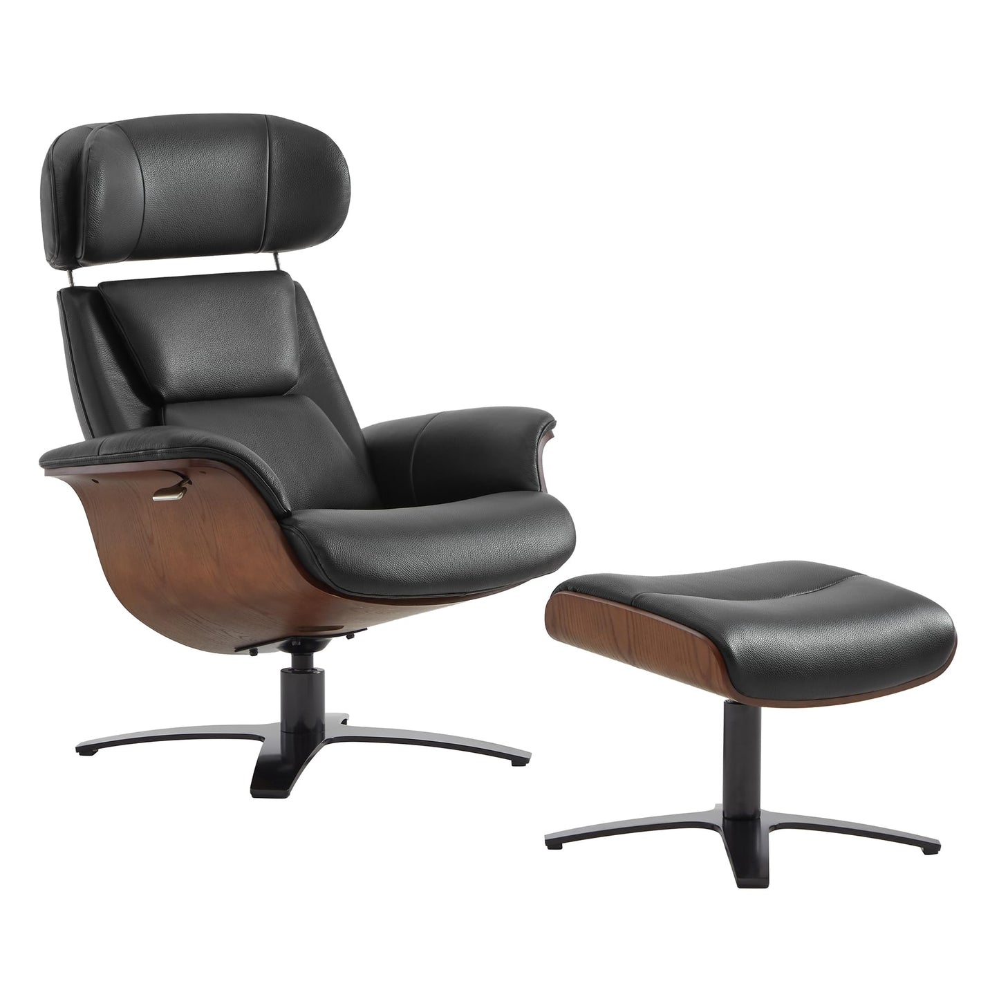 CHITA Genuine Leather Reclining Swivel Chair with Adjustable Headrest and Ottoman for Living Room, Office, Saddle