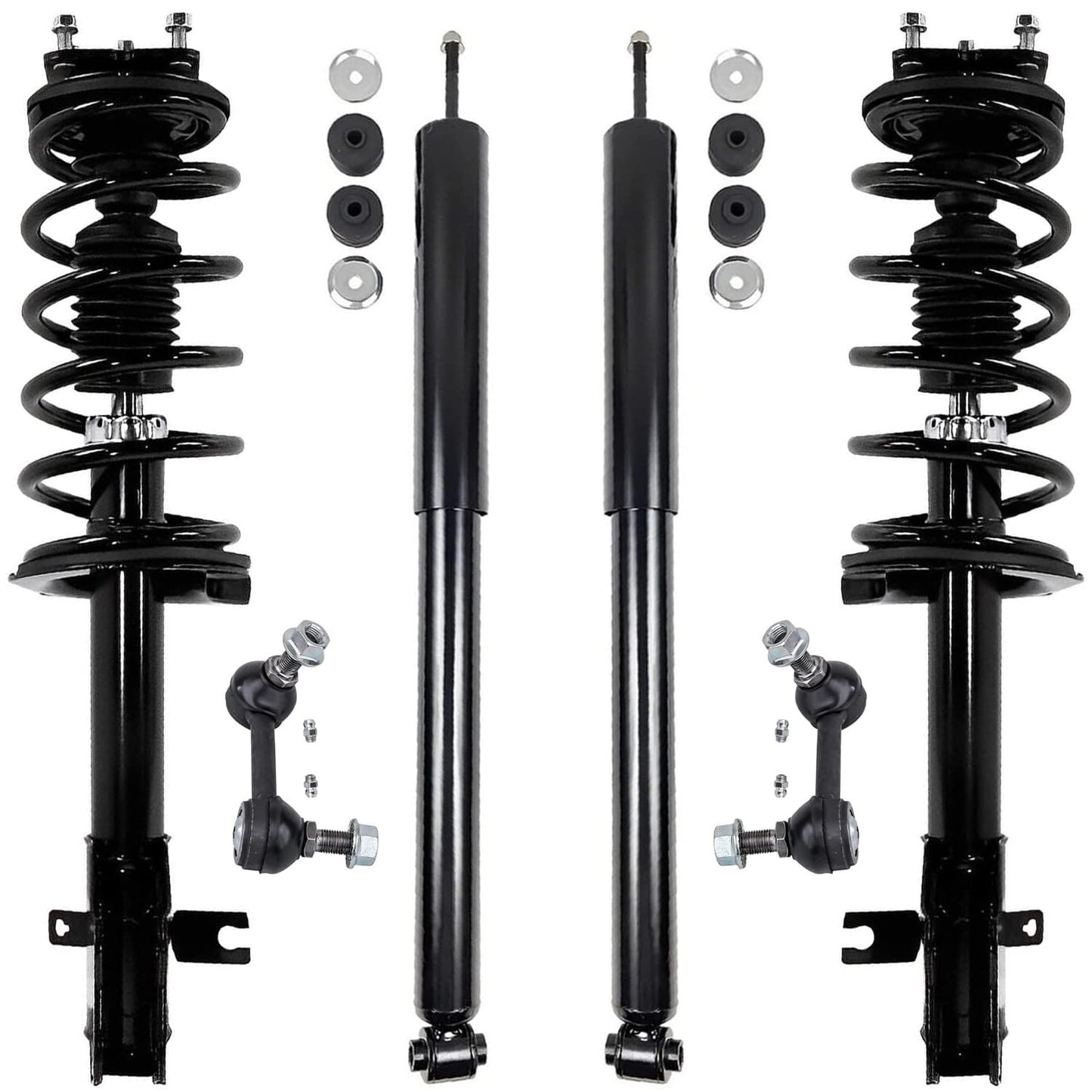 Detroit Axle - 6pc Struts Shocks Kit for 2014-2018 Chevy Silverado 1500 GMC Sierra 1500, 2 Front Struts w/Coil Springs 2 Sway Bars 2 Rear Shock Absorbers 2015 2016 2017 Replacement Suspension