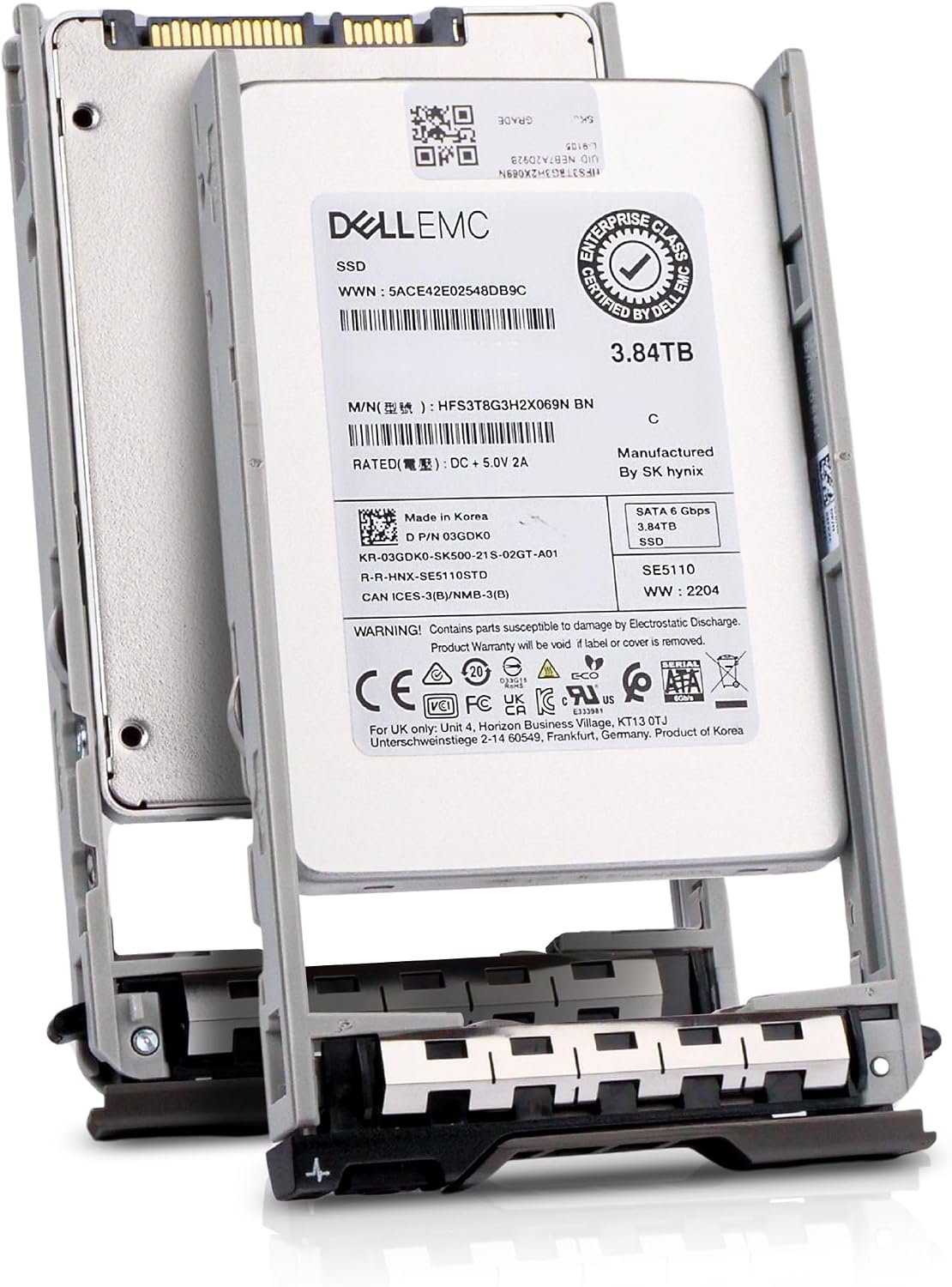Dell 3.84TB SATA 6Gb/s 3D TLC 1DWPD 2.5in Enterprise PowerEdge Read Intensive SSD for R630 R730 R730xd R830 R930 R620 R720 R720xd R520 R420 400-BCSI G13 (Renewed)