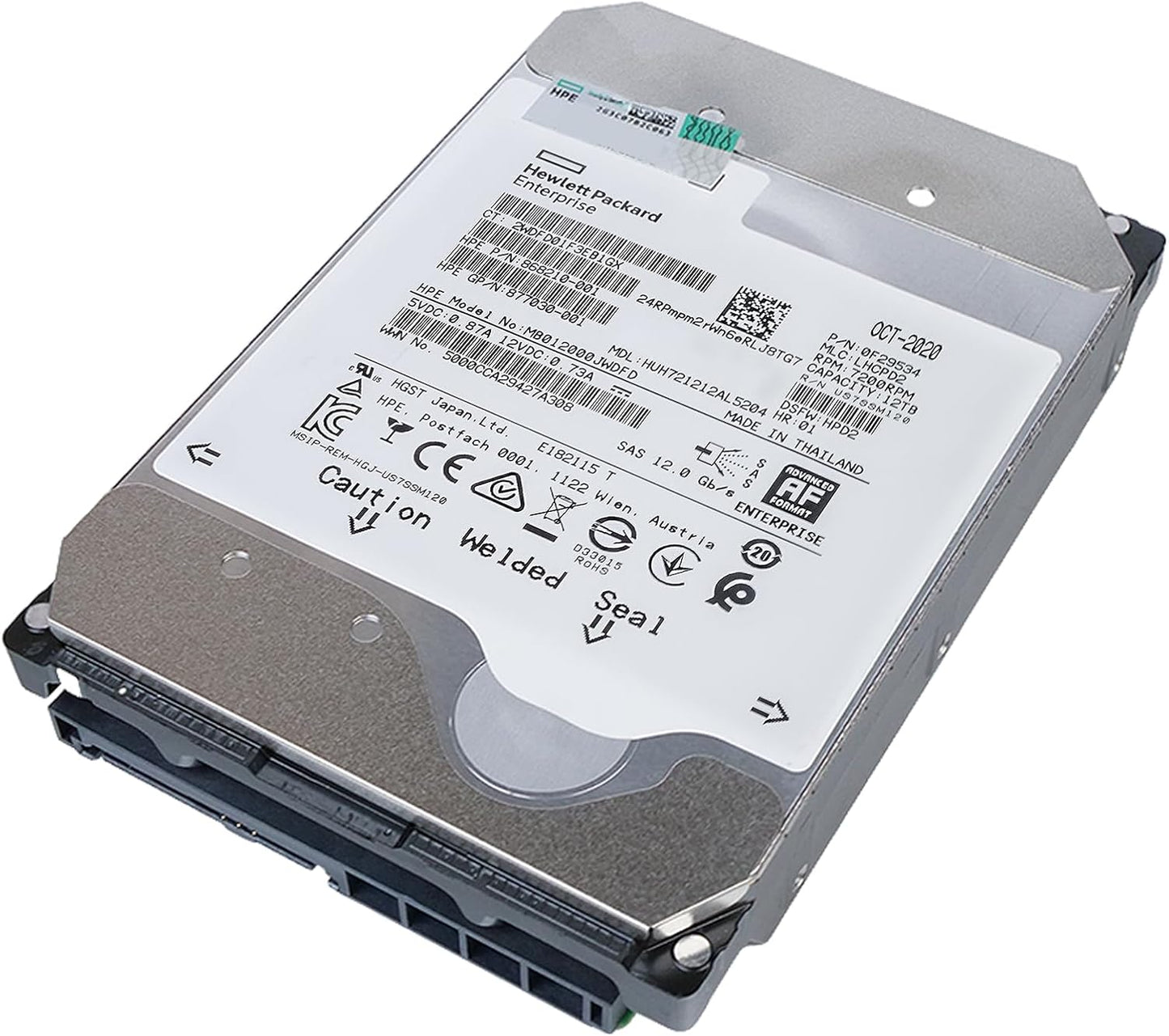 HP/HGST Ultrastar DC HC520 HUH721212AL5204 0F29534 12TB 7200 RPM SAS 12Gb/s 512e 3.5in Enterprise Hard Drive MB012000JWDFD 868210-001 (Renewed)