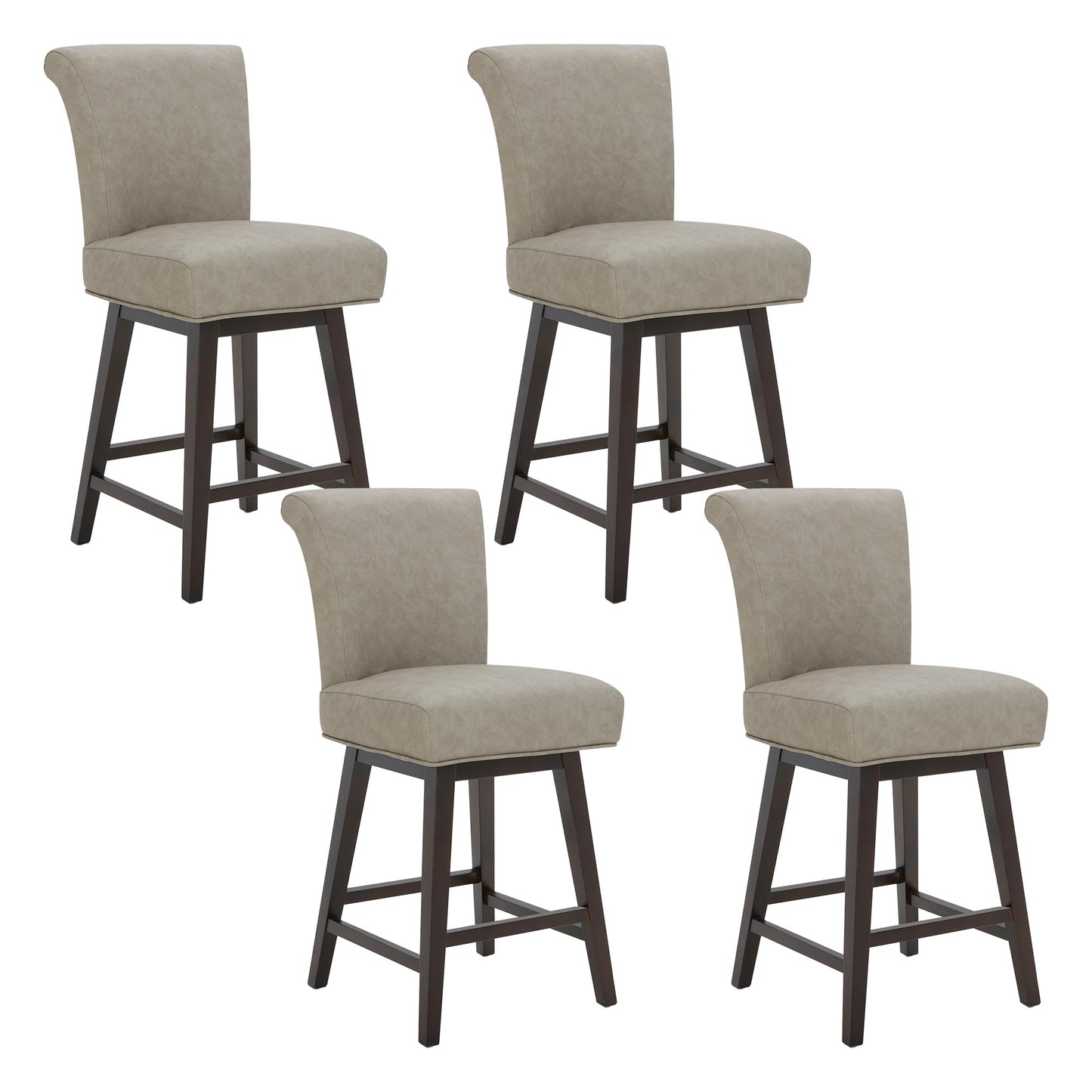 CHITA 30 Inch Counter Height Swivel Bar Stools Set of 2, FSC Certified Modern Upholstered Faux Leather Swivel Barstool Chairs with Back, Black
