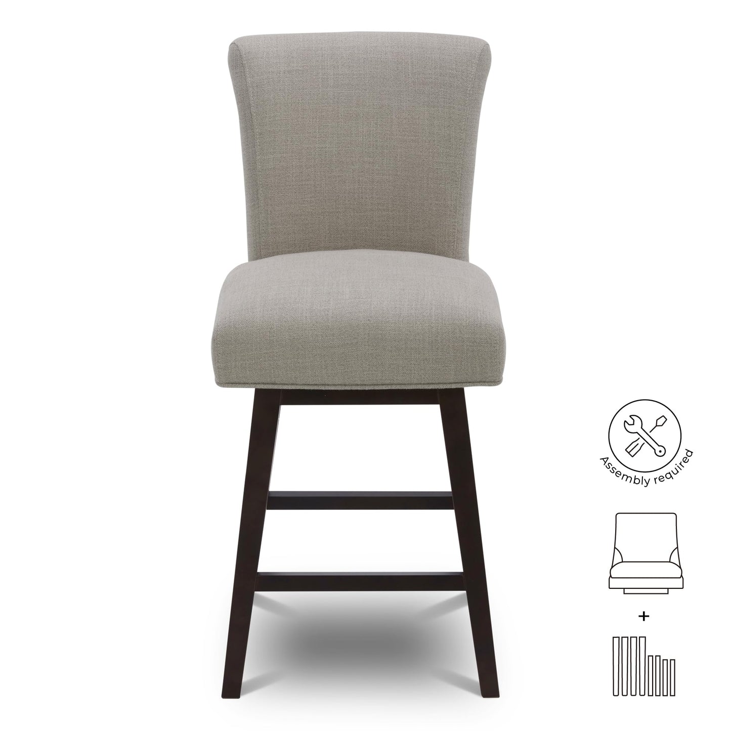 CHITA 30 Inch Counter Height Swivel Bar Stools Set of 2, FSC Certified Modern Upholstered Faux Leather Swivel Barstool Chairs with Back, Black