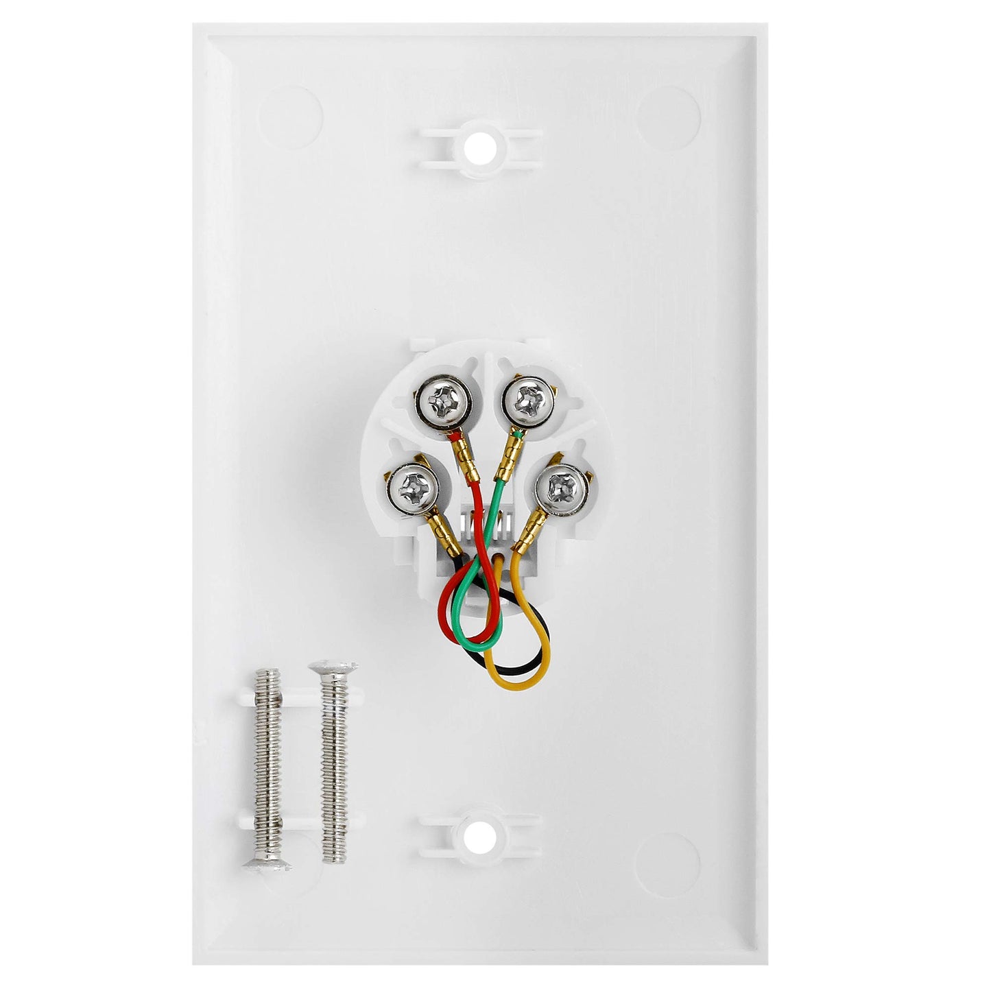 Cmple - Single RJ11 Connector with 6 Conductors Phone Wall Plate Jack 6P6C Telephone Single Jack Wallplate with Screws