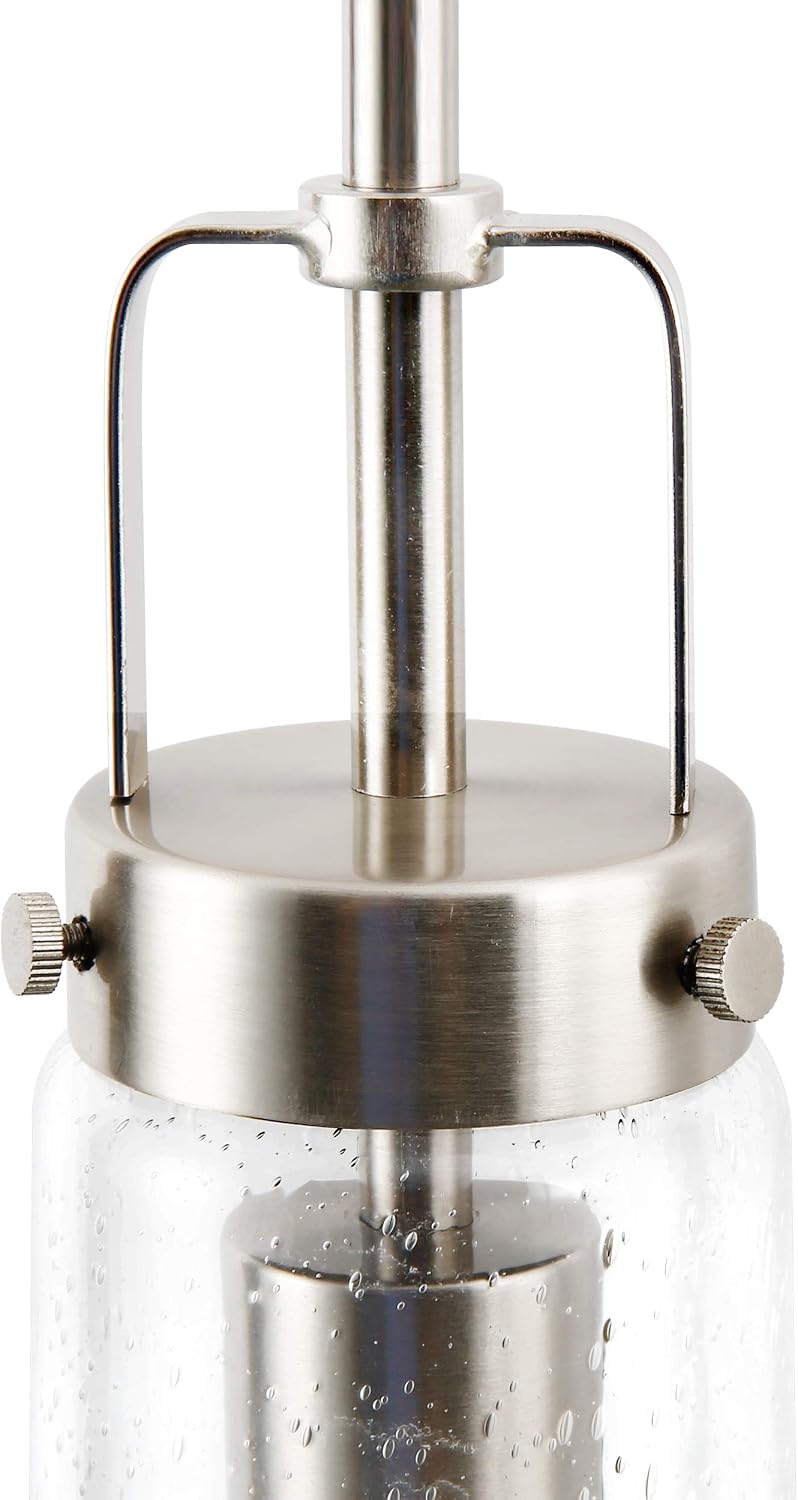 Light Society Tahoe Pendant Light, Seeded Glass with Satin Nickel Finish, Contemporary Mid Century Modern Style Lighting Fixture