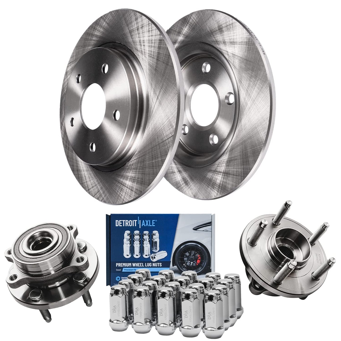 Detroit Axle - Brake Kit for 11-20 Toyota Sienna, 14-19 Highlander, 10-15 Lexus RX350 RX450h Disc Brake Rotors and Ceramic Brakes Pads Front and Rear Replacement : 12.91 in Front/12.17 in Rear Rotor
