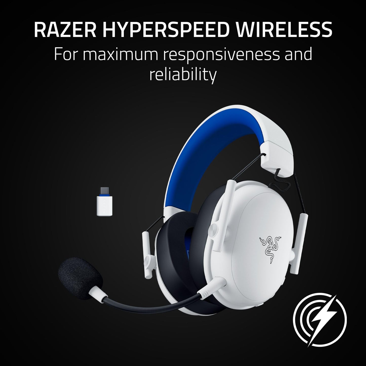 Razer BlackShark V3 X HyperSpeed Wireless Gaming Headset for PC: 50mm Drivers - Cardioid Mic - 2.4 GHz, Bluetooth, USB - Works with Mac, PS5, Nintendo Switch, Smartphone - 70 Hr Battery - Black