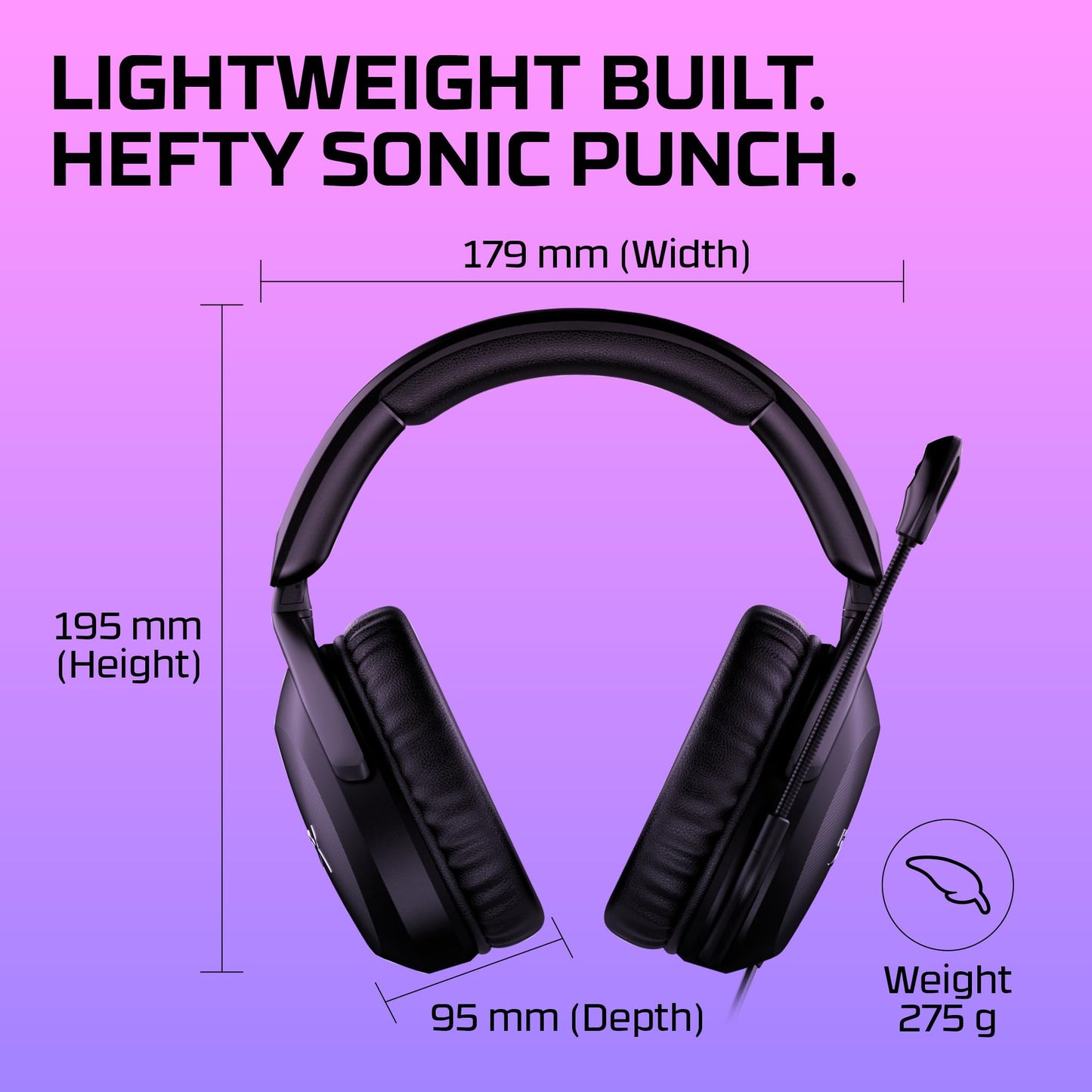 HyperX Cloud Stinger 2 - Wireless Gaming Headset – Compatible with PC. Noise-cancelling Swivel-to-mute Microphone, Comfortable Memory Foam, UP to 20 hours of battery life,Black