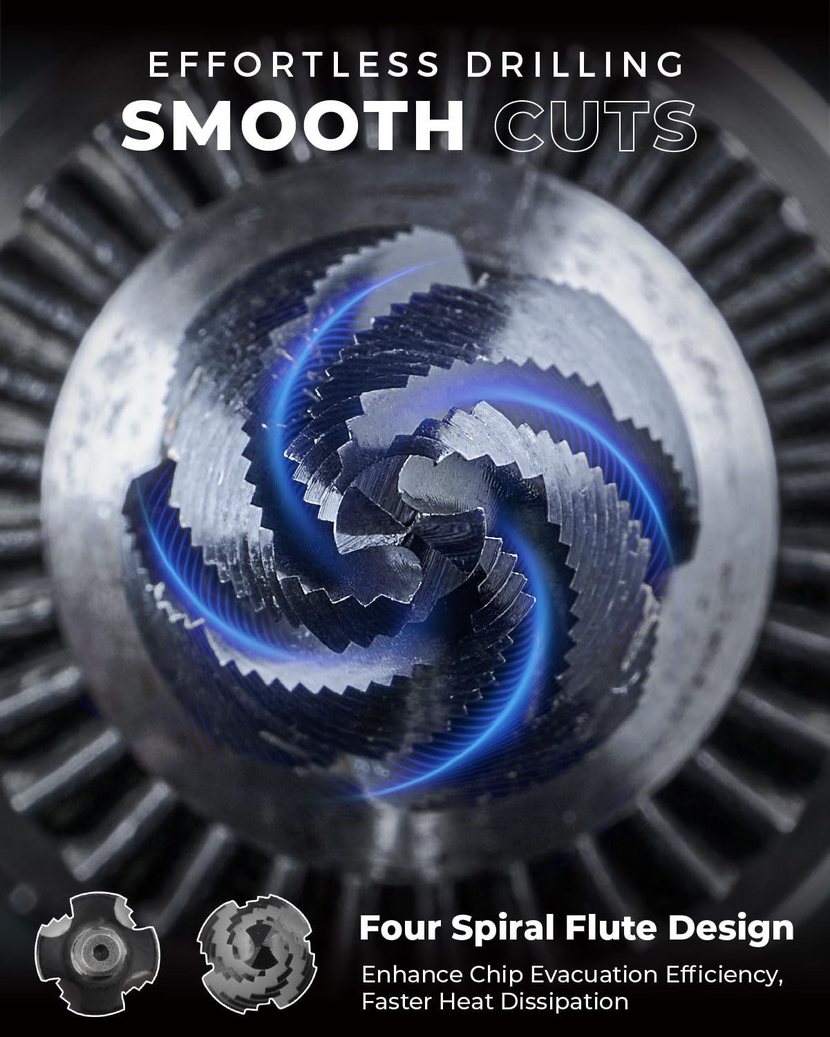 toolant Four Spiral Flute Cobalt Step Drill Bit(Pro), 1/4"-3/4" Impact Ready Unibit Step Drill Bit, 1/4" Hex Shank Step Bits for Metal, Stainless Steel, Aluminum, Plastic