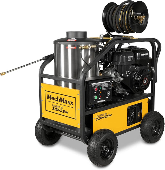 MechMaxx 4000 PSI 4 GPM 420cc 13.4HP E-Start Gas Engine Hot Water Pressure Washer with Hose Reel, Model HPW40D