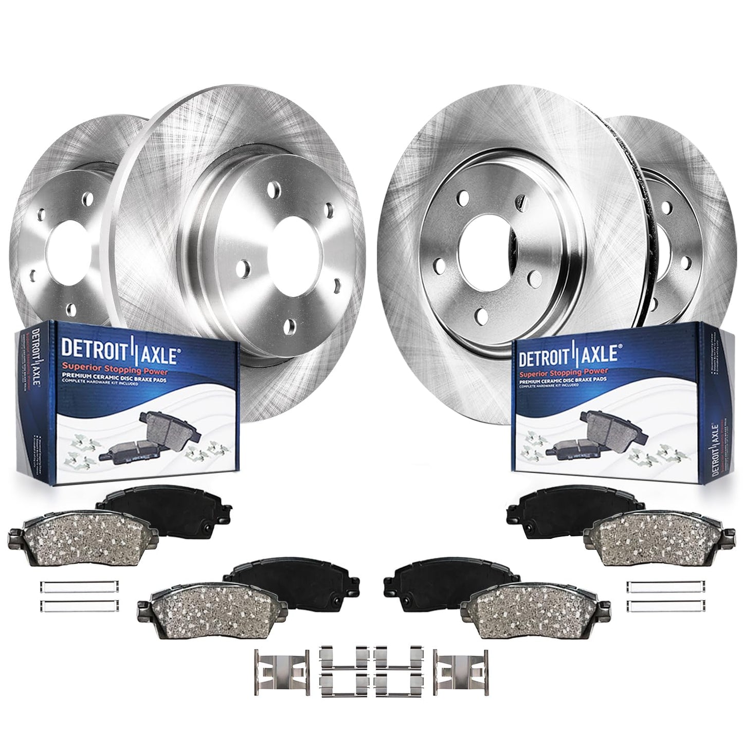 Detroit Axle - Brake Kit for 11-20 Toyota Sienna, 14-19 Highlander, 10-15 Lexus RX350 RX450h Disc Brake Rotors and Ceramic Brakes Pads Front and Rear Replacement : 12.91 in Front/12.17 in Rear Rotor