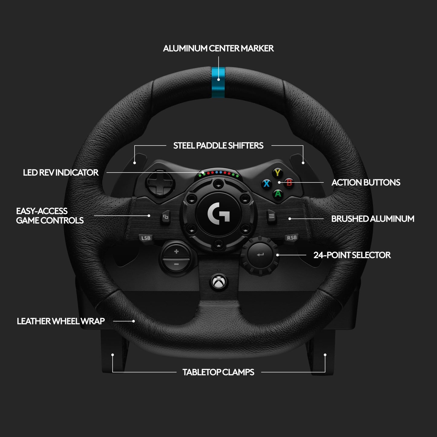 Logitech G923 Racing Wheel and Pedals, TRUEFORCE up to 1000 Hz Force Feedback, Gaming Steering Wheel PS5, PS4, PC, Mac, Genuine Leather- Black