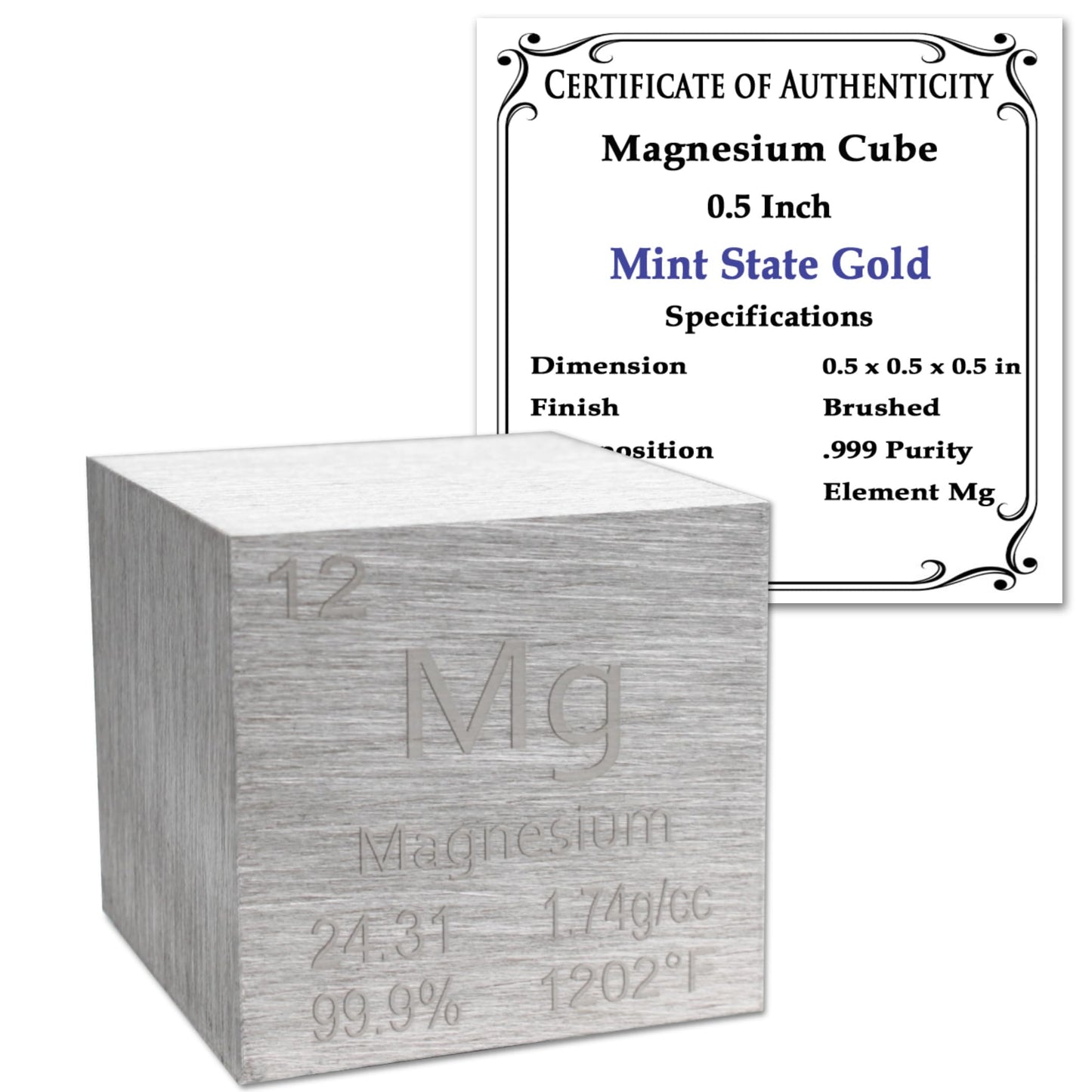99.95% Pure 1" Inch Copper Cube - Element Design with Certificate of Authenticity