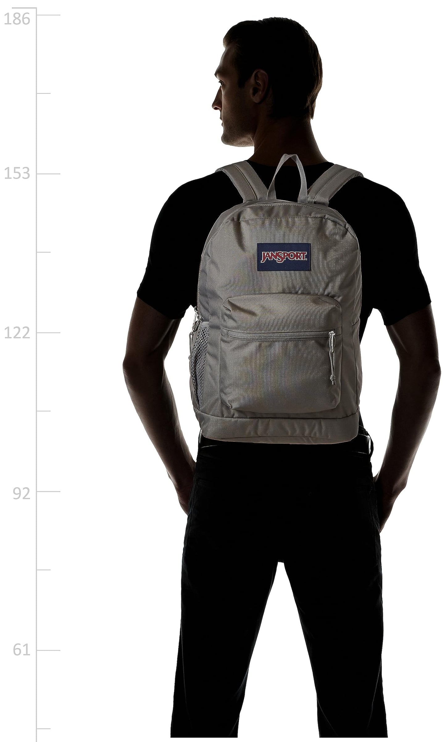 JanSport Cross Town Plus Backpack - Large Main Compartment, Side Water Bottle Pocket, 15-Inch Padded Laptop Sleeve - Black