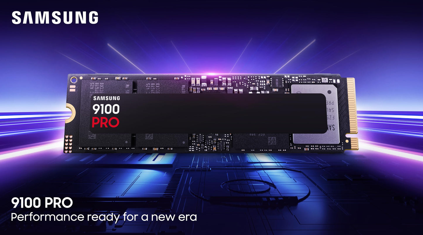 Samsung SSD 9100 PRO 2TB, PCIe 5.0x4 M.2 2280, Seq. Read Speeds Up to 14,700MB/s, Best for AI Computing, Gaming and Heavy Duty Workstations (MZ VAP2T0B/AM)