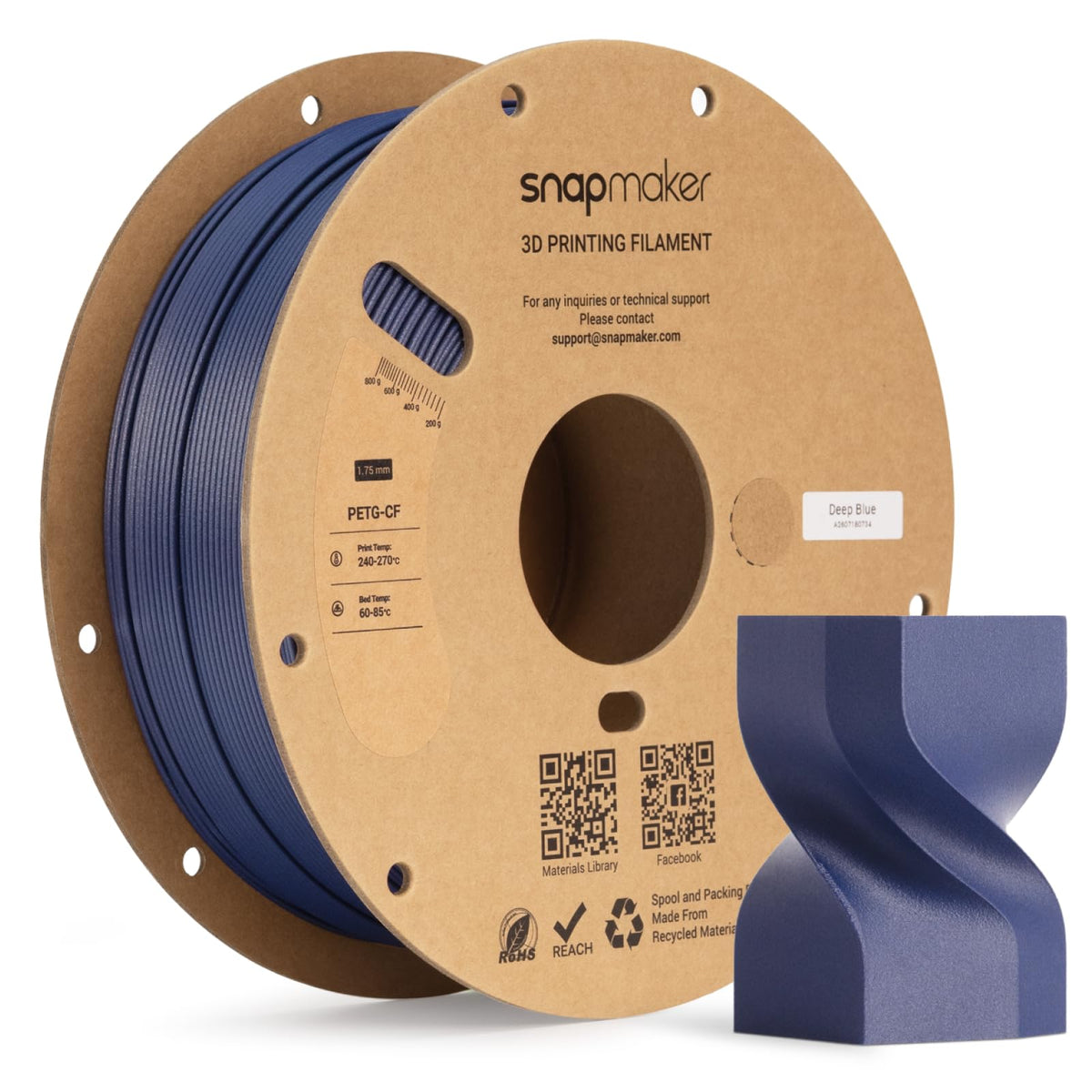 Snapmaker PETG Filament 1.75mm,PETG HF 3D Printer Filament 1kg(2.2lbs)