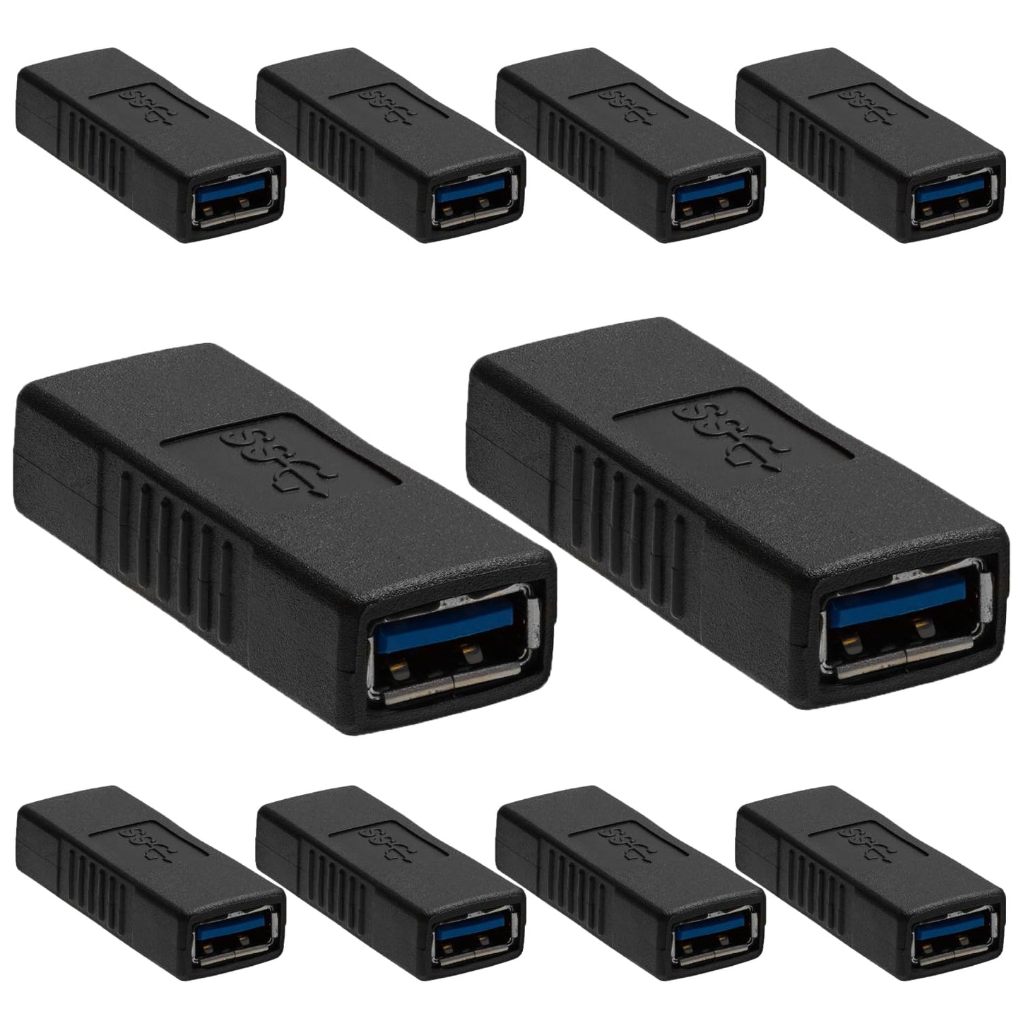 Cmple - 90 Degree USB 3.0 Male to Female Adapter Up Right Angle USB A Plug to Jack Connector Converter Extender for PC Laptop Hard Drive Keyboard Mouse Charger - 10 Pack
