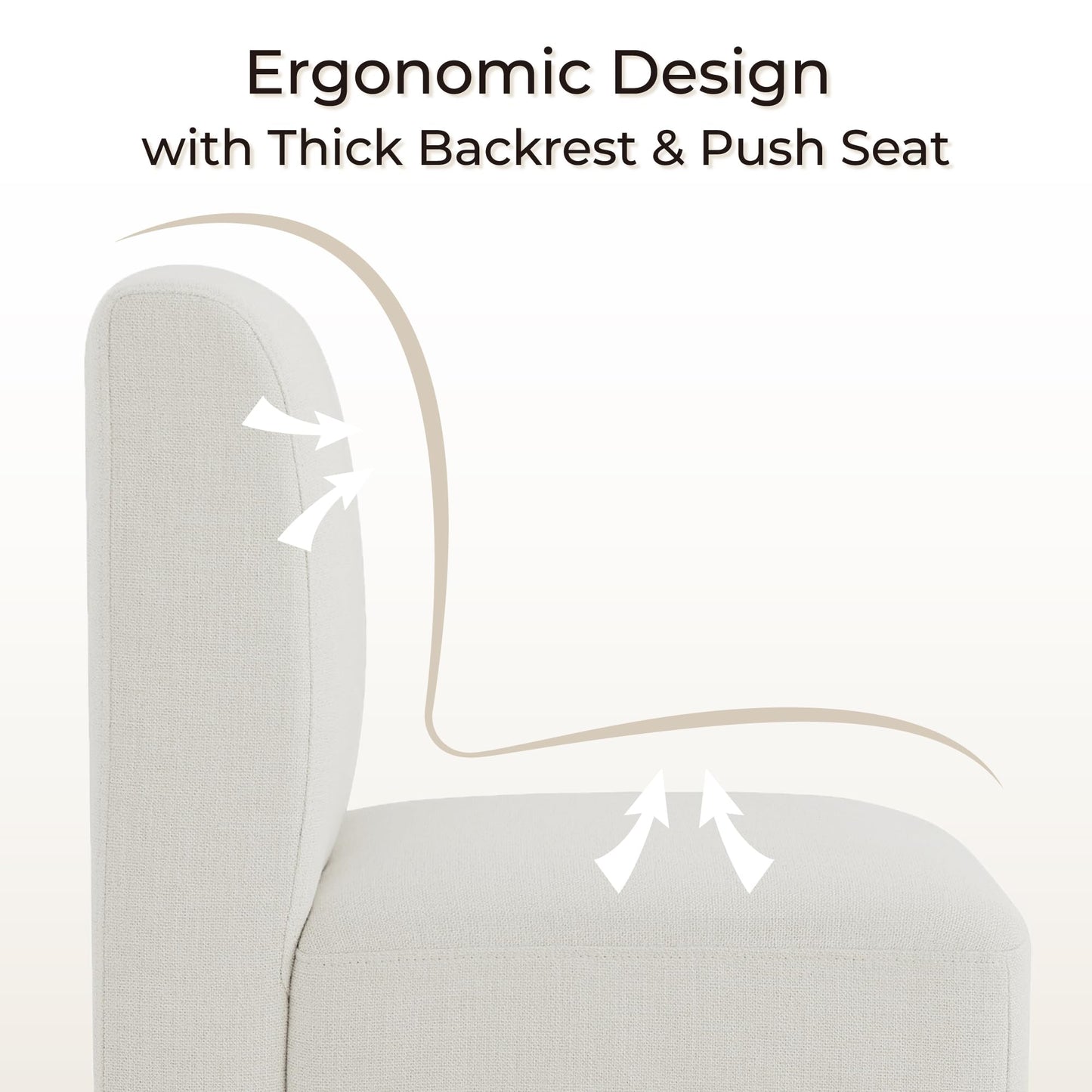 CHITA Dining Chairs with Casters Set of 2, FSC Certified Upholstered Armless Modern Rolling Dining Chairs with Rollers for Bedroom Reading Room Living Room, Fully Assembled, Linen