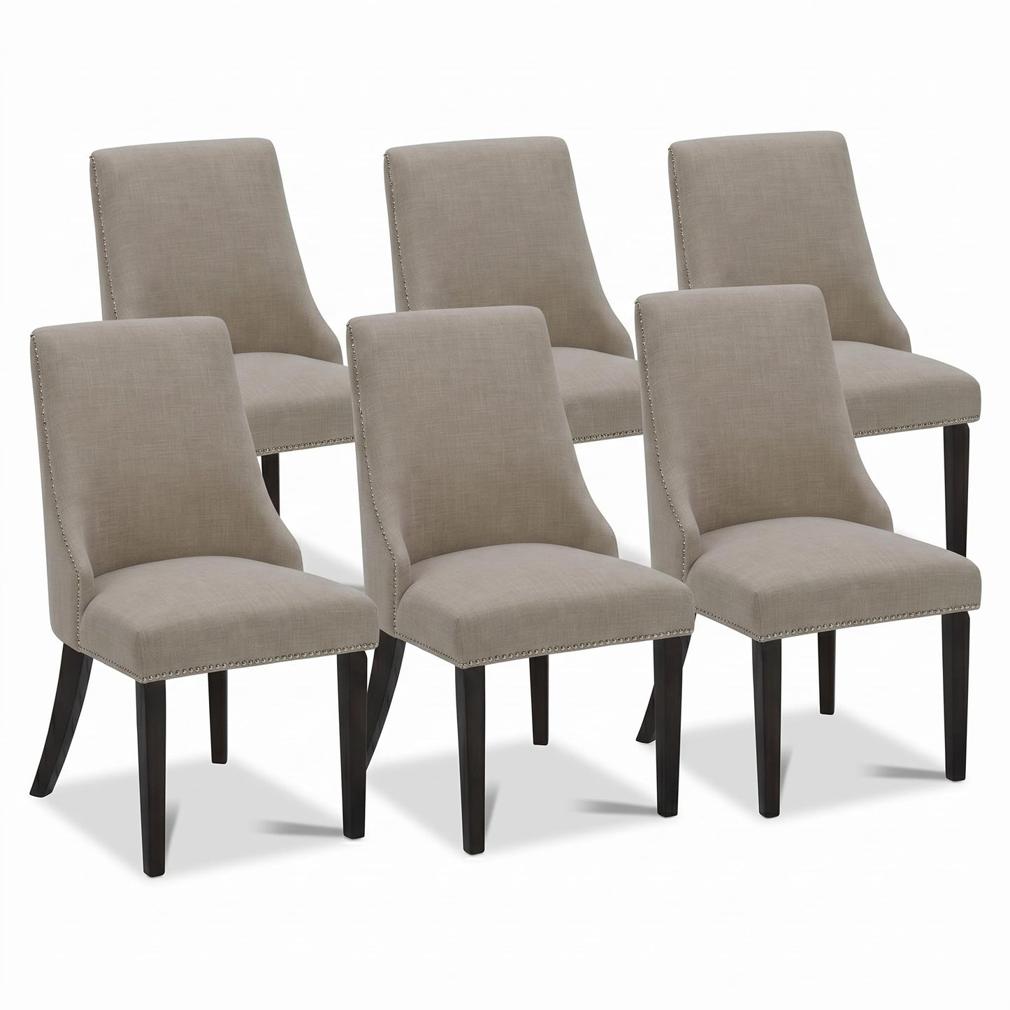 CHITA Modern High Back Dining Room Chairs Set of 2, Farmhouse Upholstered Dining Chairs, Fabric in Linen