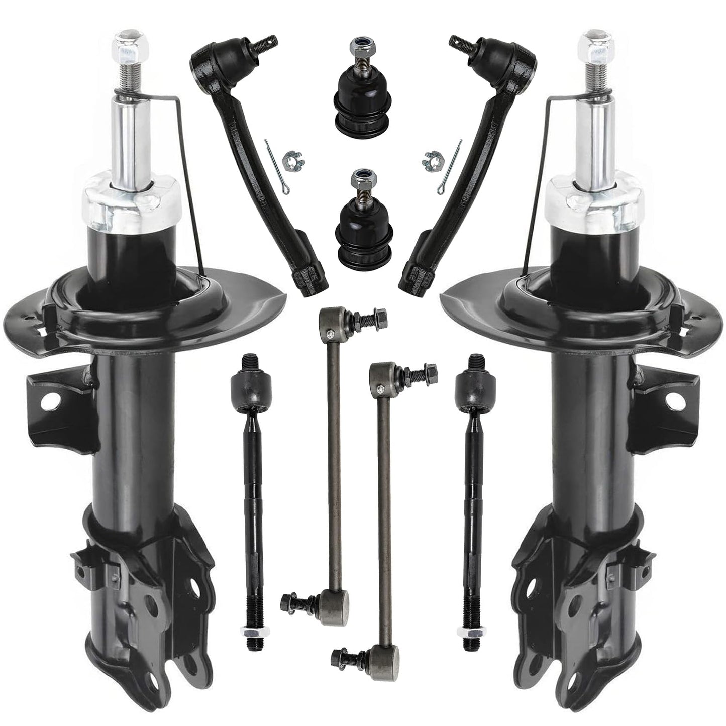 Detroit Axle - Front and Rear Shock Absorbers for 2007-2017 Jeep Wrangler, 2018 Wrangler JK 4 Complete Shock Absorber Assembly 2008 2009 2010 2011 2012 2013 2014 2015 2016 Replacement