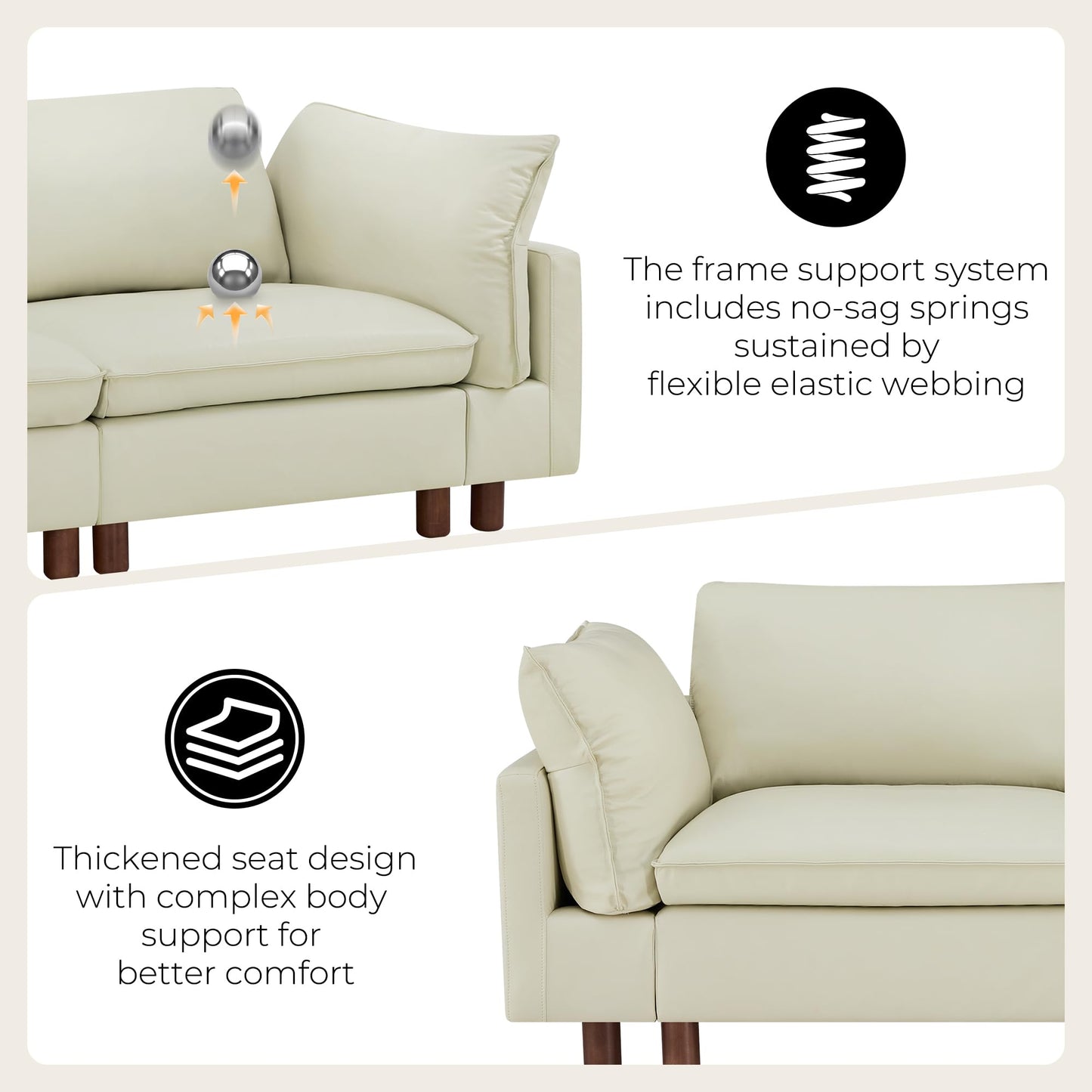 CHITA 127" Super Large Sectional Couches for Living Room, Modular Cloud Couch Sectional Sofa, Premium Fabric Couches, Down Filled, High Density Foam, Chenille in Cream, 4 Seat L Shaped