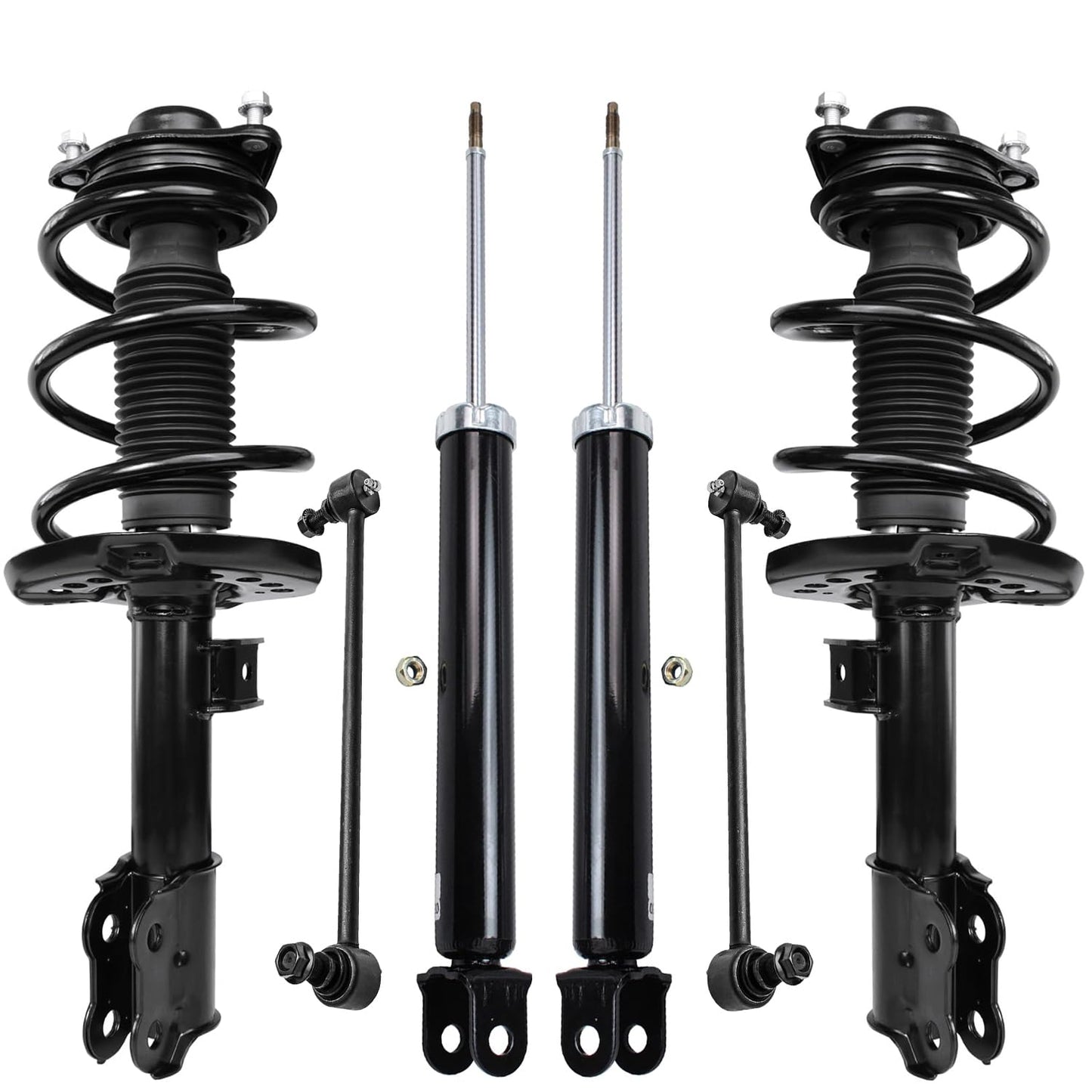 Detroit Axle - 6pc Struts Shocks Kit for 2014-2018 Chevy Silverado 1500 GMC Sierra 1500, 2 Front Struts w/Coil Springs 2 Sway Bars 2 Rear Shock Absorbers 2015 2016 2017 Replacement Suspension