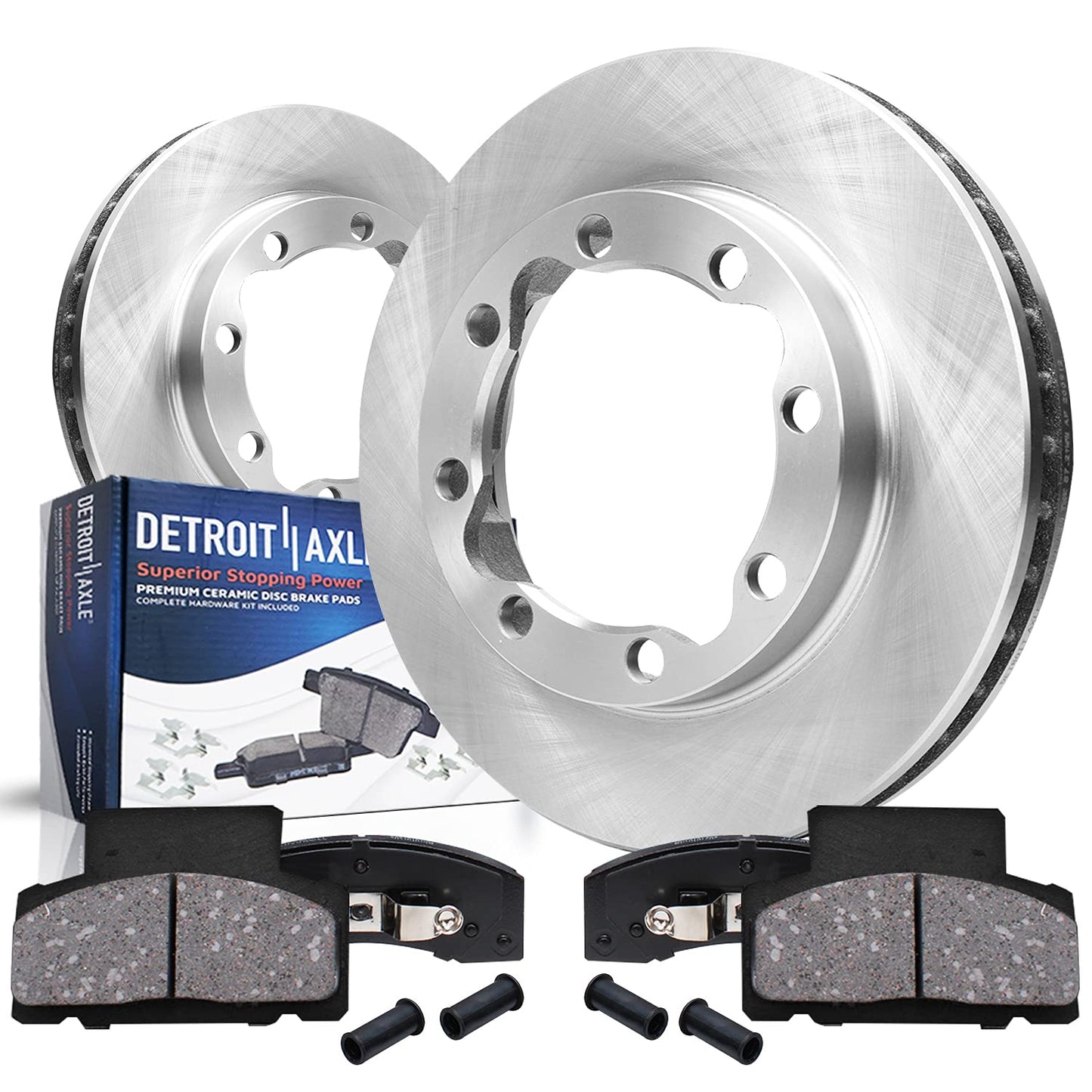 Detroit Axle - Front Brake Kit for 2003-2010 Honda Accord Disc Brake Rotors Ceramic Brakes Pads w/Hardware 2004 2005 2006 2007 2008 2009 Replacement [11.10 inch Rotors]