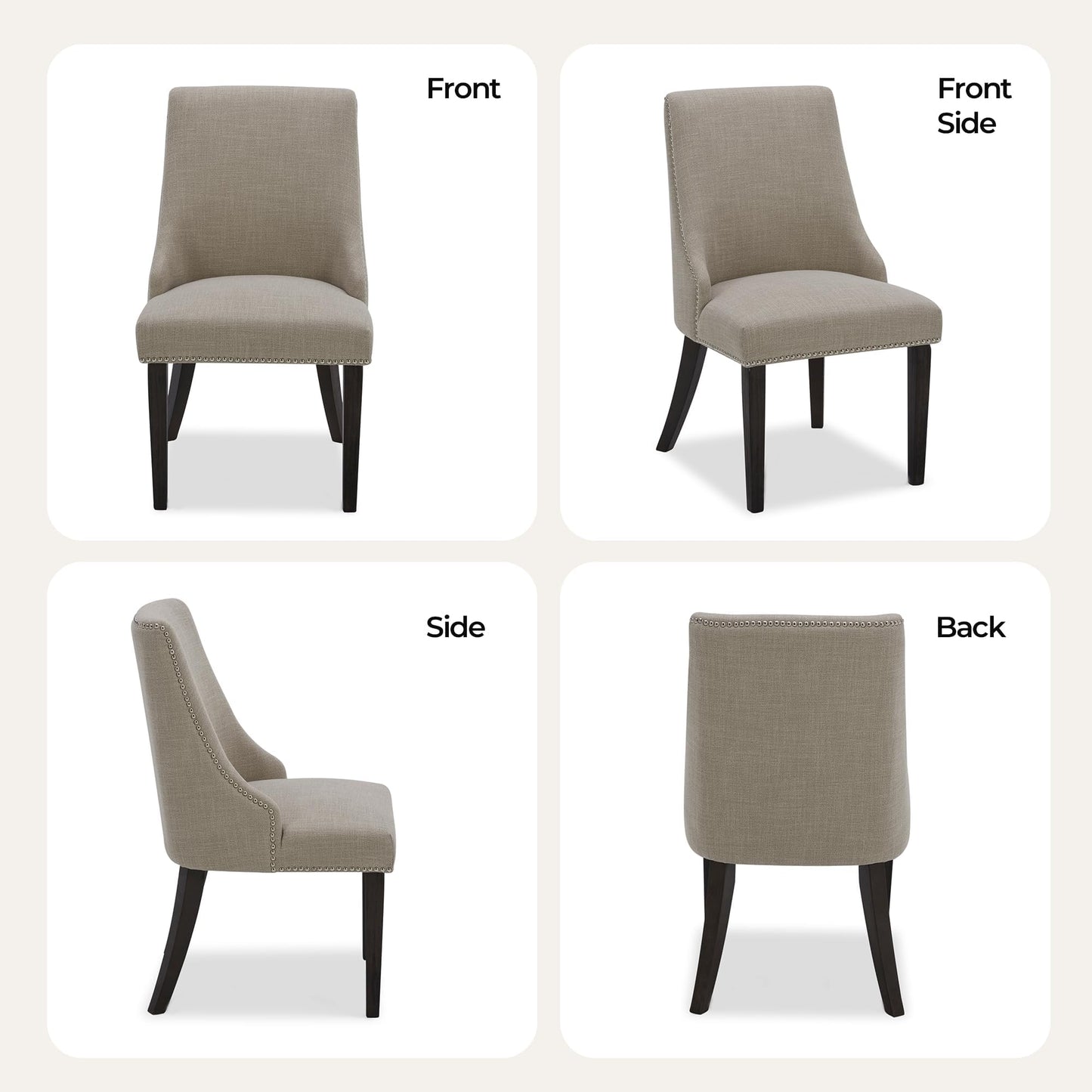 CHITA Modern High Back Dining Room Chairs Set of 2, Farmhouse Upholstered Dining Chairs, Fabric in Linen