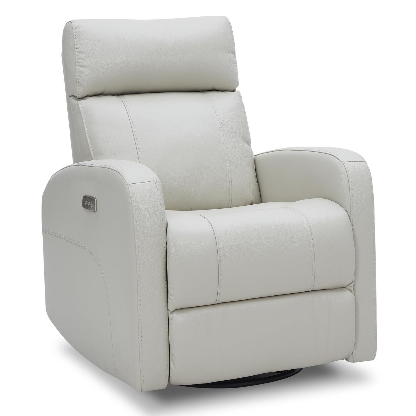 CHITA Genuine Leather Power Recliner Chair for Adults, FSC Certified Electric Nursery Swivel Glider for Living Room, Camel Brown