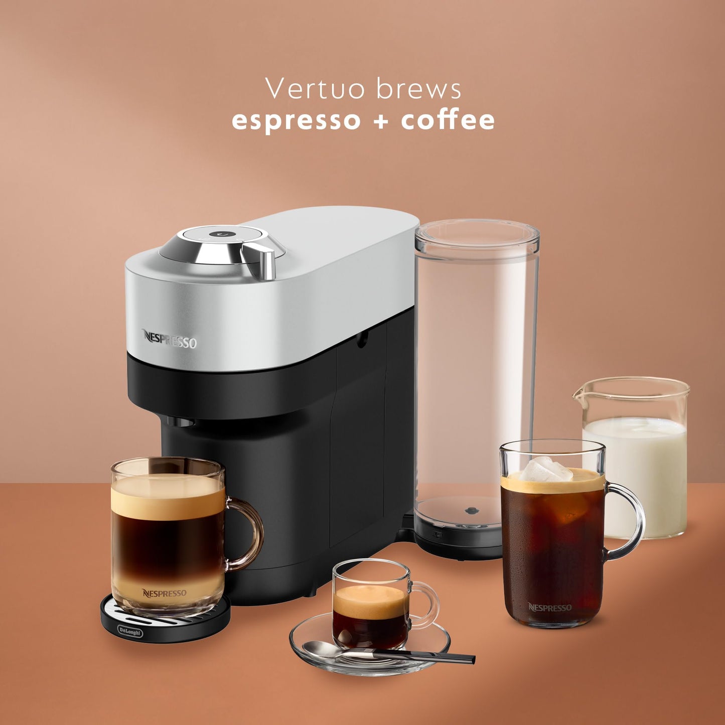 Nespresso Vertuo Pop+ Deluxe Coffee and Espresso Maker by De'Longhi, Black Matte Dark Chrome