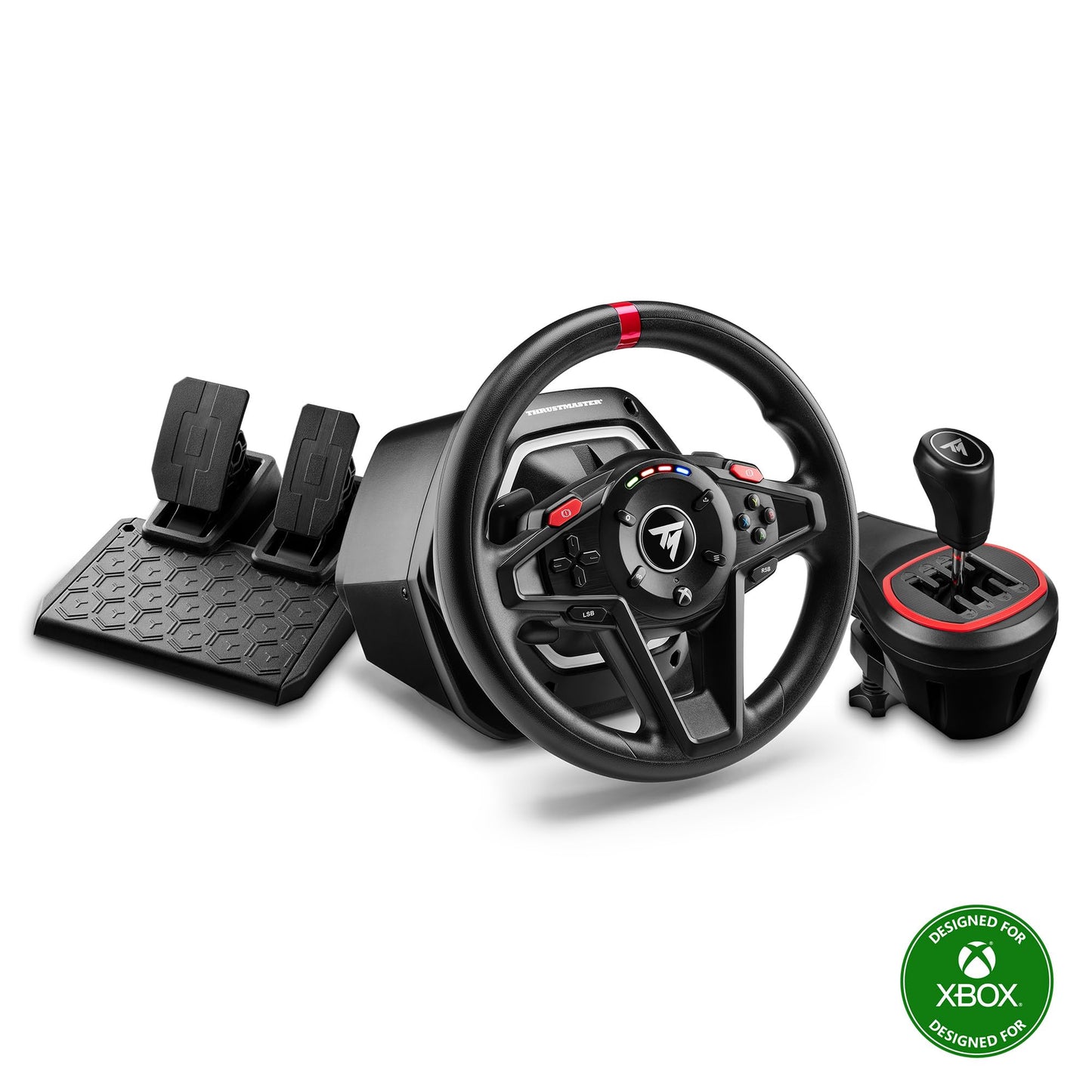 Thrustmaster T128 P Force Feedback Racing Wheel & Pedal Set - PS5 & PC | Magnetic paddle shifters, 900-degree rotation, hybrid drive, quick-attach desk clamp, for sim driving, farming & truck games