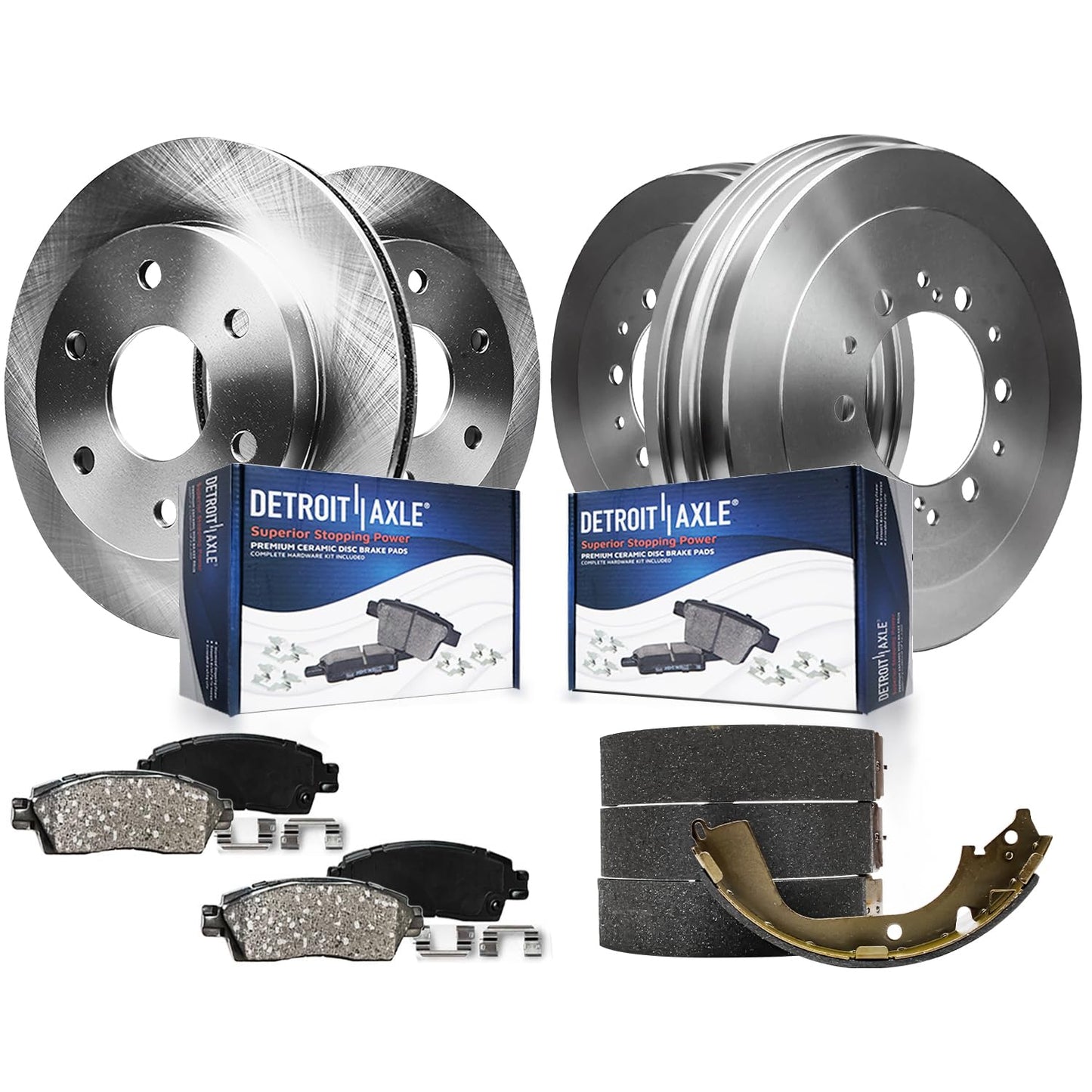 Detroit Axle - Brake Kit for Toyota 2006-2018 RAV4, 2010-2012 Lexus HS250h | Disc Brake Rotors Ceramic Brake Pads 2011 Front and Rear Replacement 10.83" inch Front 11.06" inch Rear Rotors