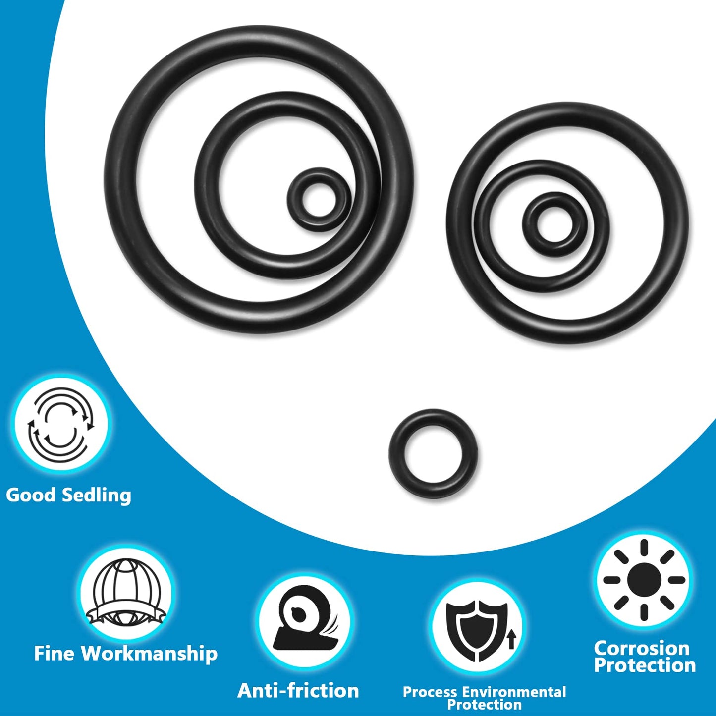 ZDBB 1010 Pcs Rubber O Rings Kit 22 Size Universal O-Ring Assortment Set for Automotive Faucet Pressure Washers Plumbing Sealing Repair,Air or Gas Connections,Resist Oil and Heat