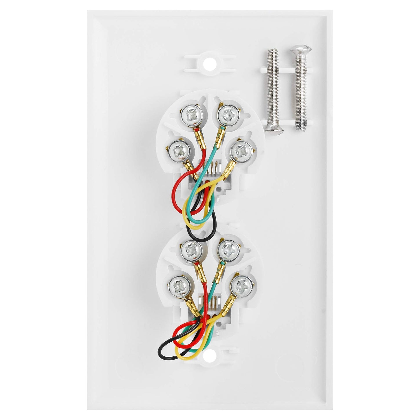 Cmple - Single RJ11 Connector with 6 Conductors Phone Wall Plate Jack 6P6C Telephone Single Jack Wallplate with Screws