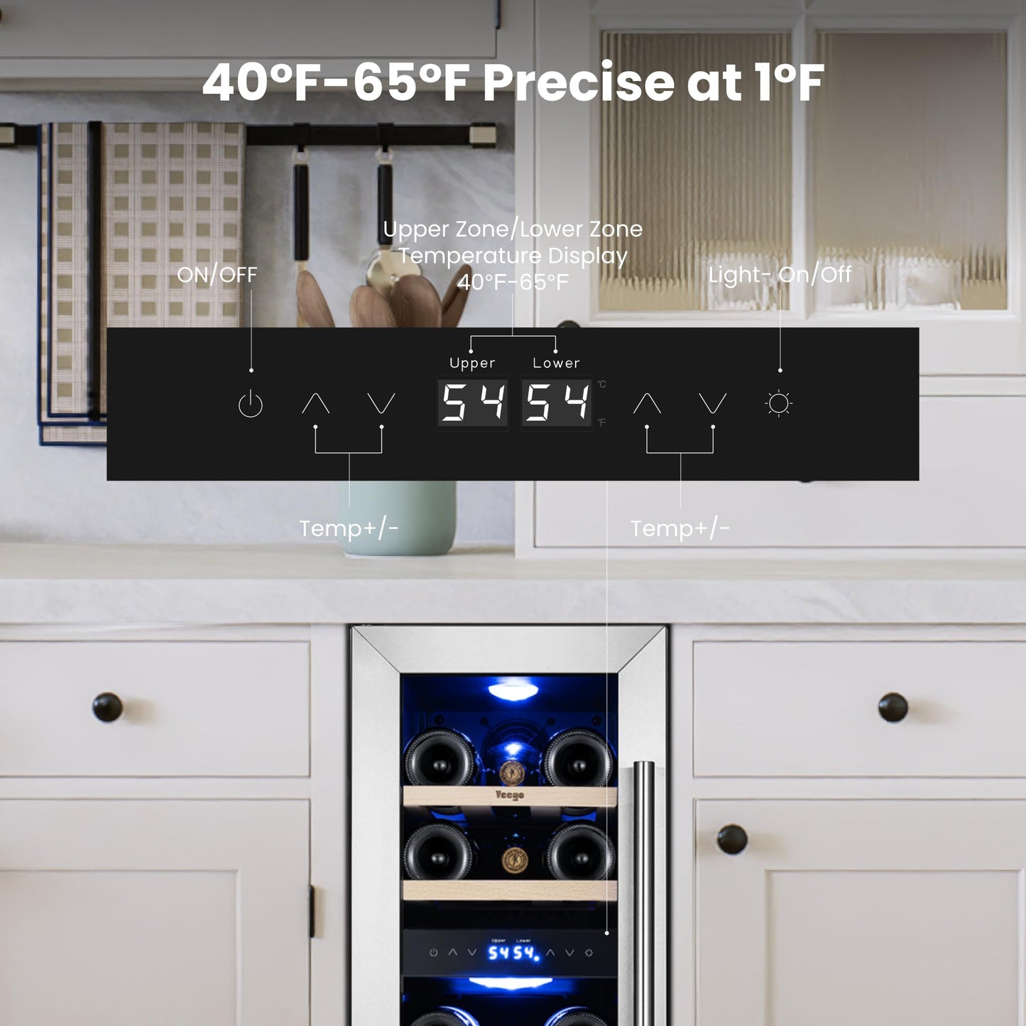 Yeego 24 Inch Wine Fridge Cooler - 52 Bottles Wine Cooler with Glass Door, 40-65℉ Built-In or Freestanding Refrigerator, Under Counter Wine Fridge for Kitchen Bar Office (Left-Hinged)