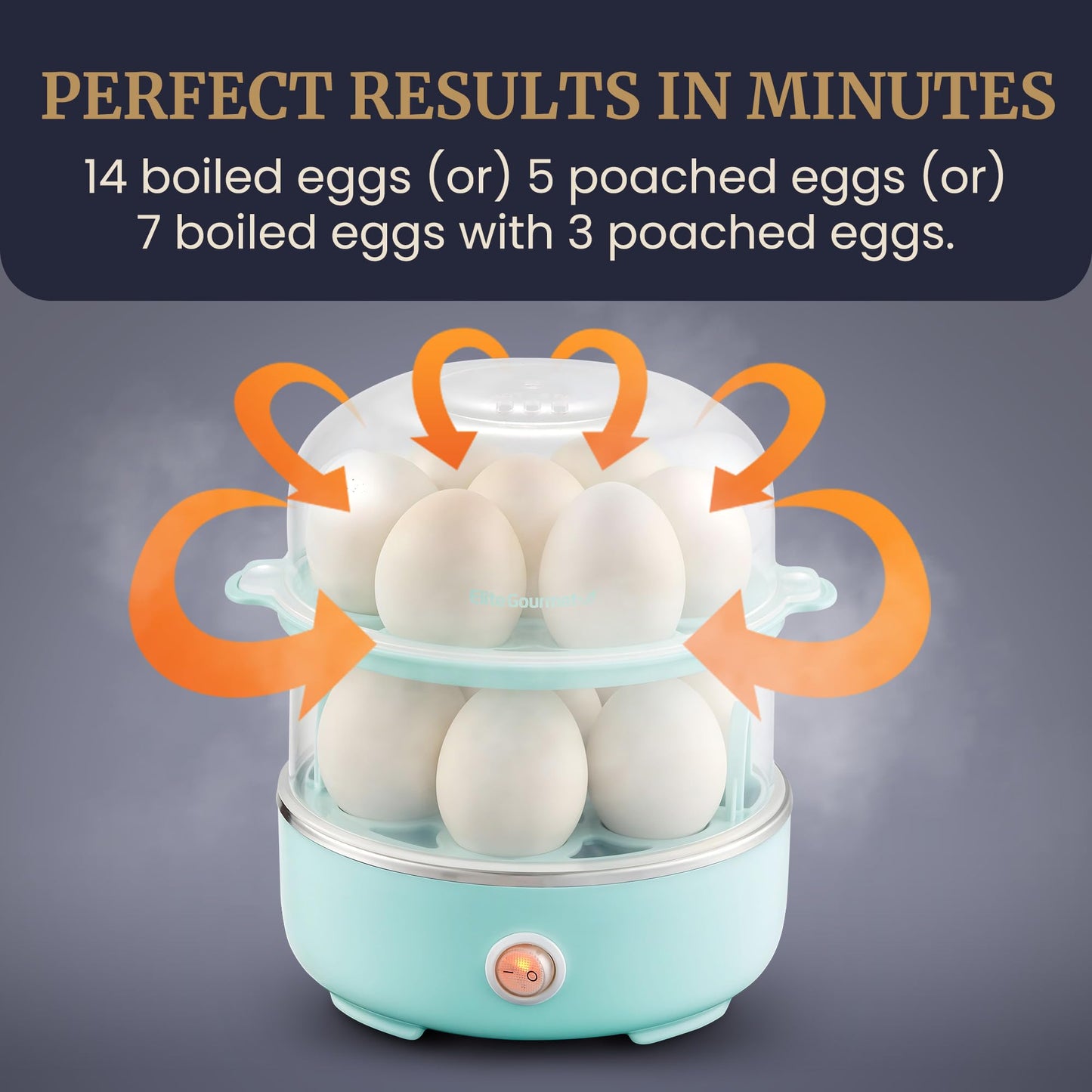 Elite Gourmet EGC115B Easy Egg Cooker Electric 7-Egg Capacity, Soft, Medium, Hard-Boiled Egg Cooker with Auto Shut-Off, Measuring Cup Included, BPA Free, Classic Black