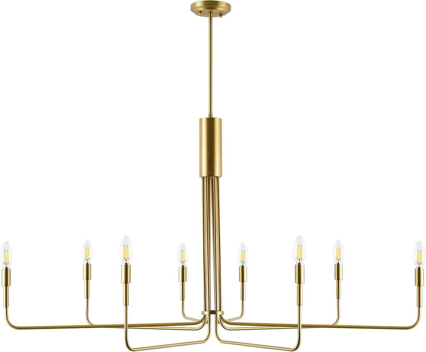 Light Society Bella 8-Light Candelabra Chandelier, Brushed Brass Finish, Contemporary Mid Century Modern Style Lighting Fixture