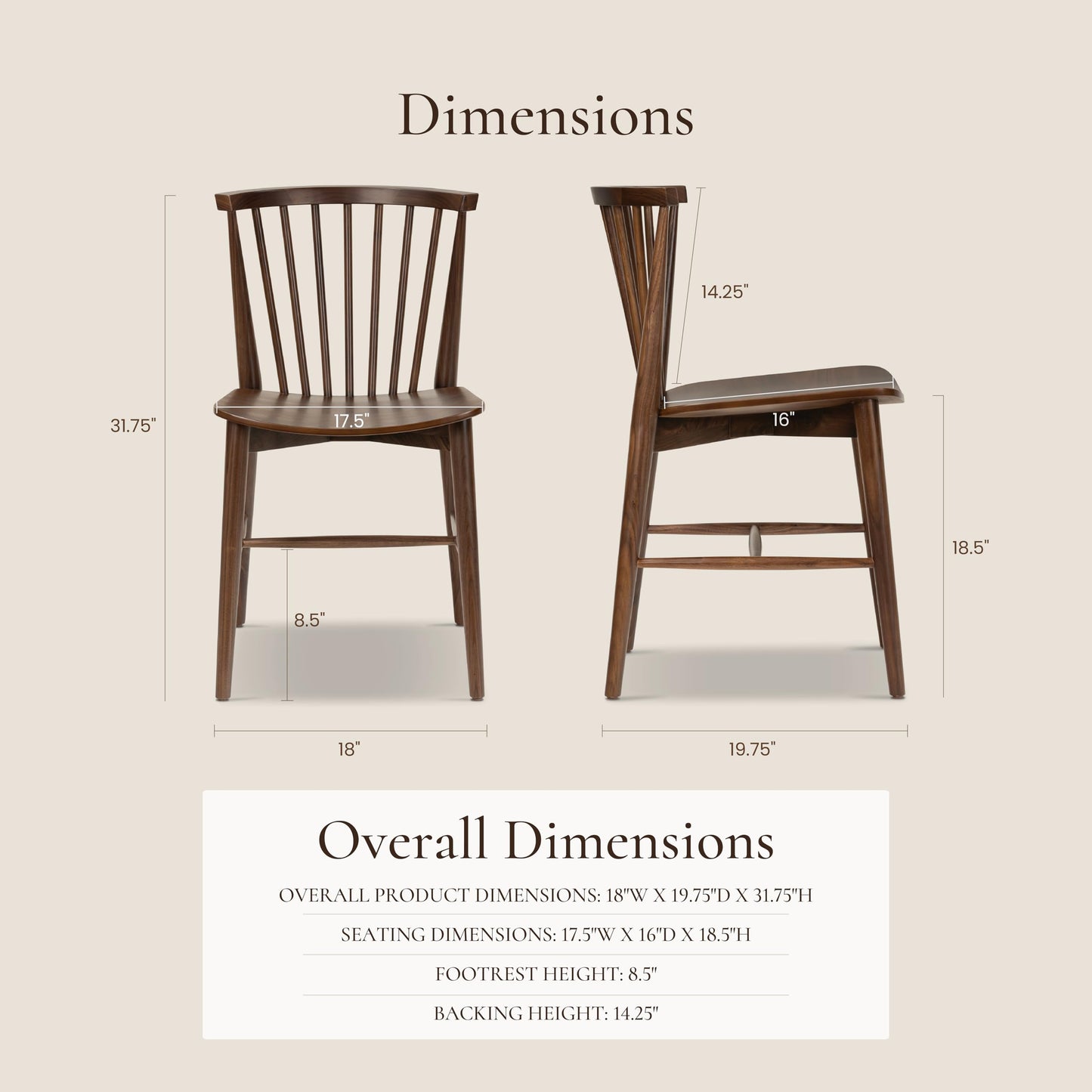 Poly & BARK Ligna Counter Stool in Black – Mid-Century Inspired Stool with Sculpted Spindle Back – Solid American Oak Frame and Engineered Wood Veneered Seat – Fully Assembled and Ready to Use