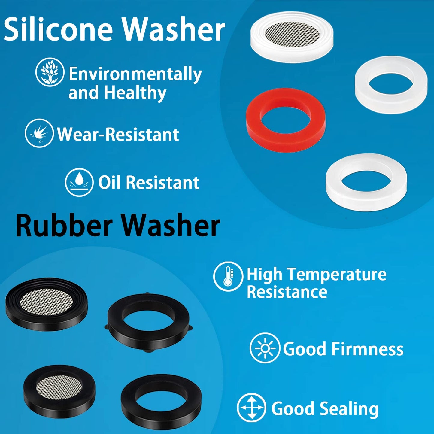 ZDBB 80 Pcs Garden Hose Gasket Rubber Seal, Fits All Standard 3/4 Inch Outdoor Hose Fittings with Heavy Duty Red and Black Self-Locking Tabs to Hold The Gasket Securely in The Fitting