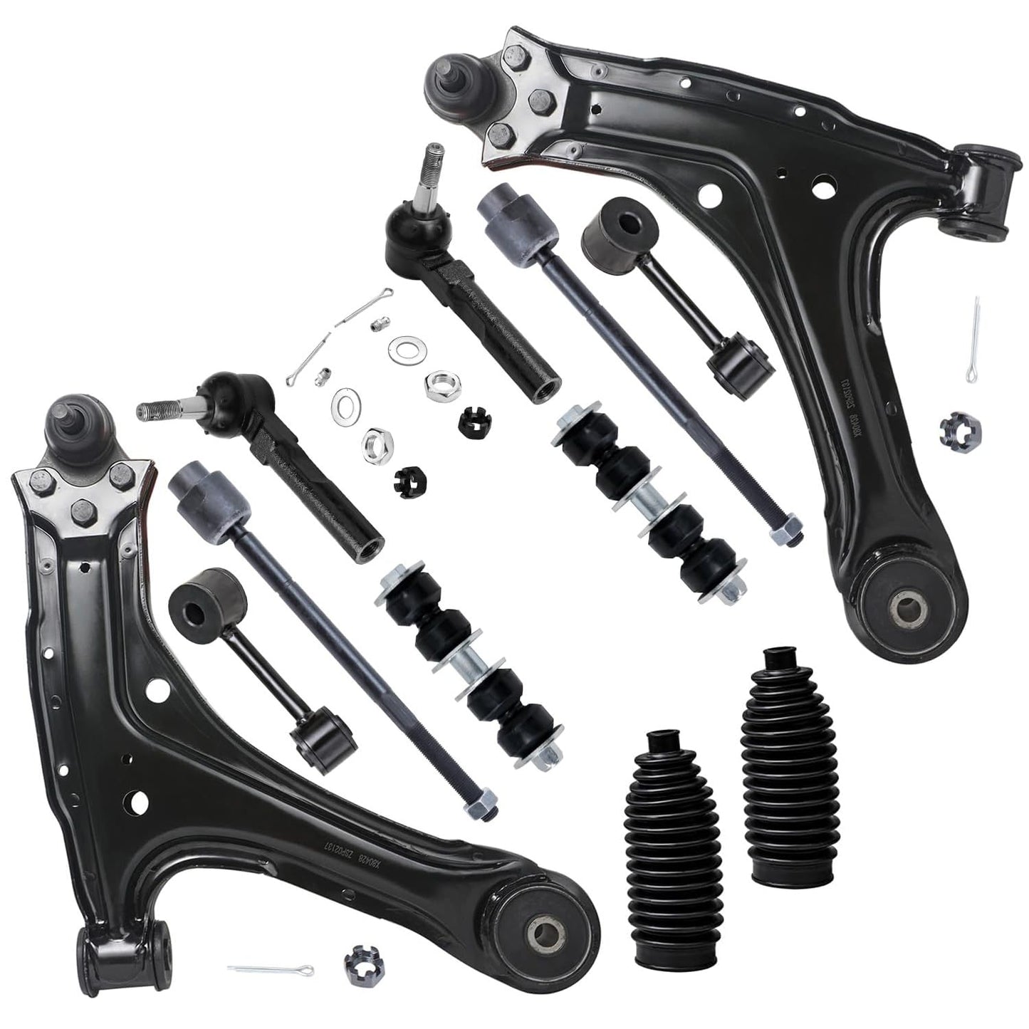 Detroit Axle - 12pc Front End Kit for 07-13 Chevy Silverado 1500 GMC Sierra | Suburban Yukon XL 1500 Tahoe Escalade ESV EXT, 2 Upper Control Arms 2 Sway Bars 4 Tie Rods 2 Lower Ball Joints 2 Boots