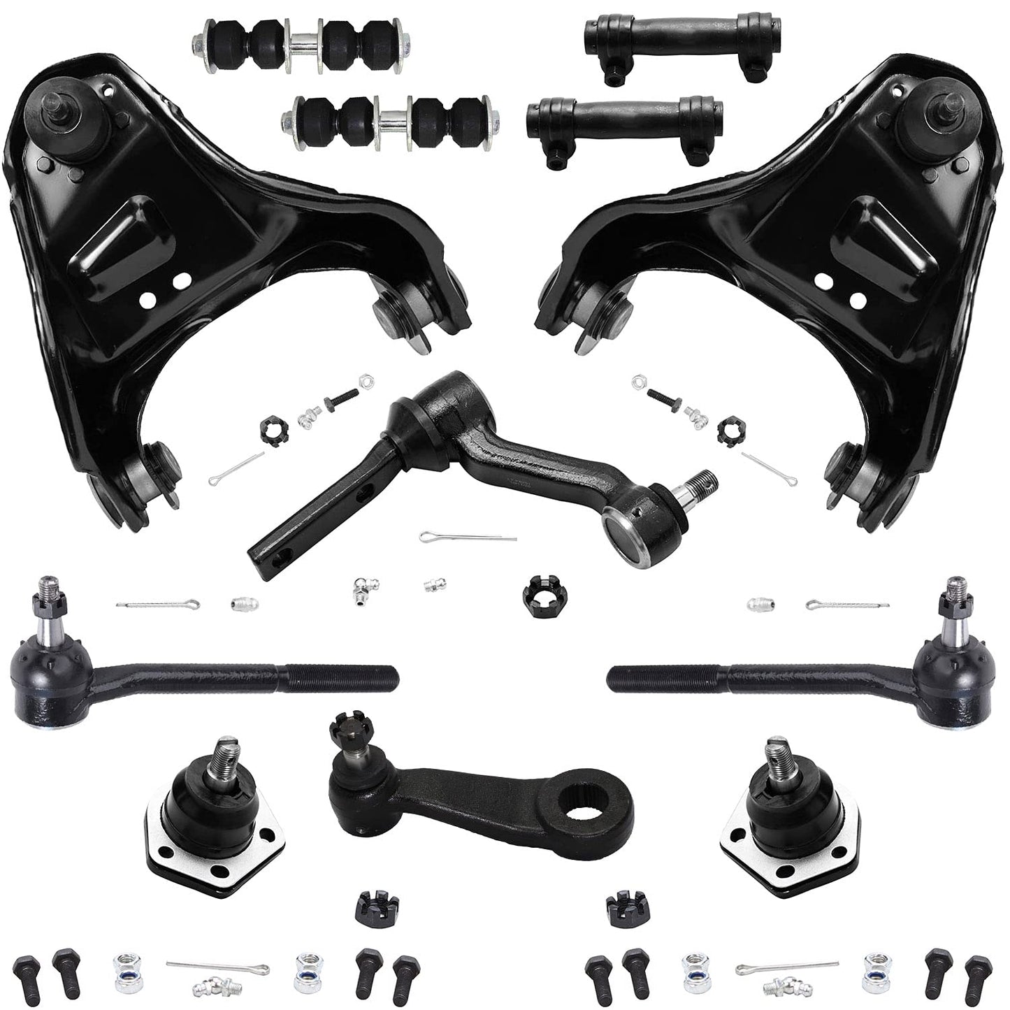 Detroit Axle - 12pc Front End Kit for 07-13 Chevy Silverado 1500 GMC Sierra | Suburban Yukon XL 1500 Tahoe Escalade ESV EXT, 2 Upper Control Arms 2 Sway Bars 4 Tie Rods 2 Lower Ball Joints 2 Boots