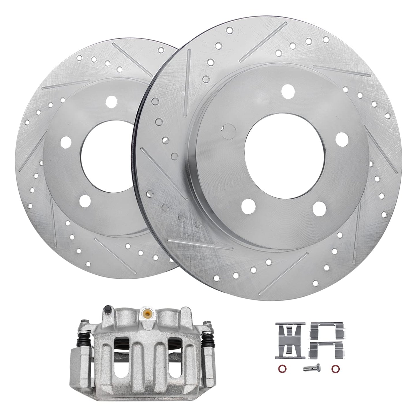Detroit Axle - Rear Brake Kit for Chevy Silverado Sierra 1500 Suburban Yukon XL Tahoe Escalade ESV Drilled & Slotted Brake Rotors Ceramic Brakes Pads