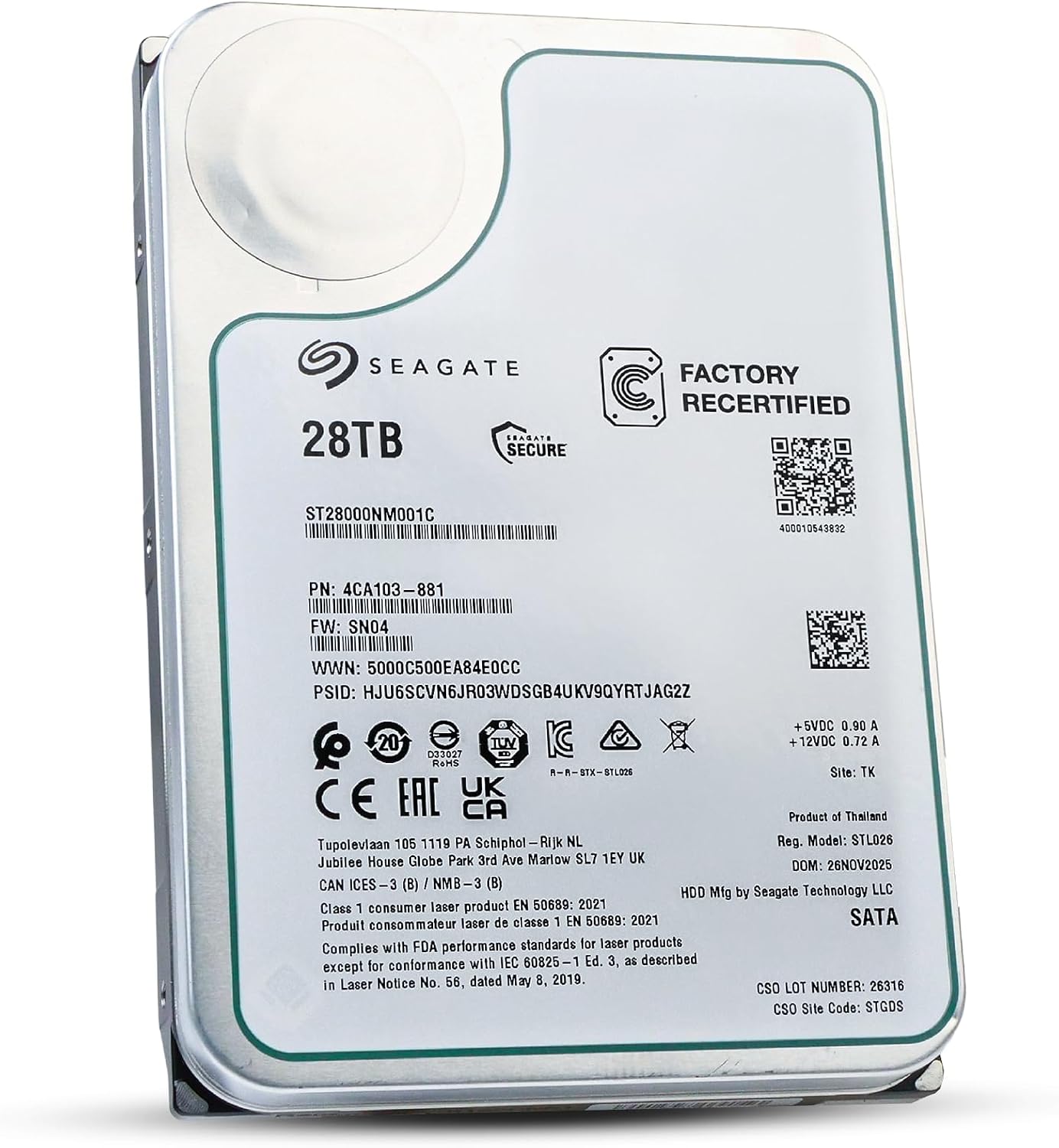 Seagate Exos ST28000NM001C 28TB 7200 RPM SATA 6Gb/s 512e 3.5in Enterprise Hard Drive (Renewed)