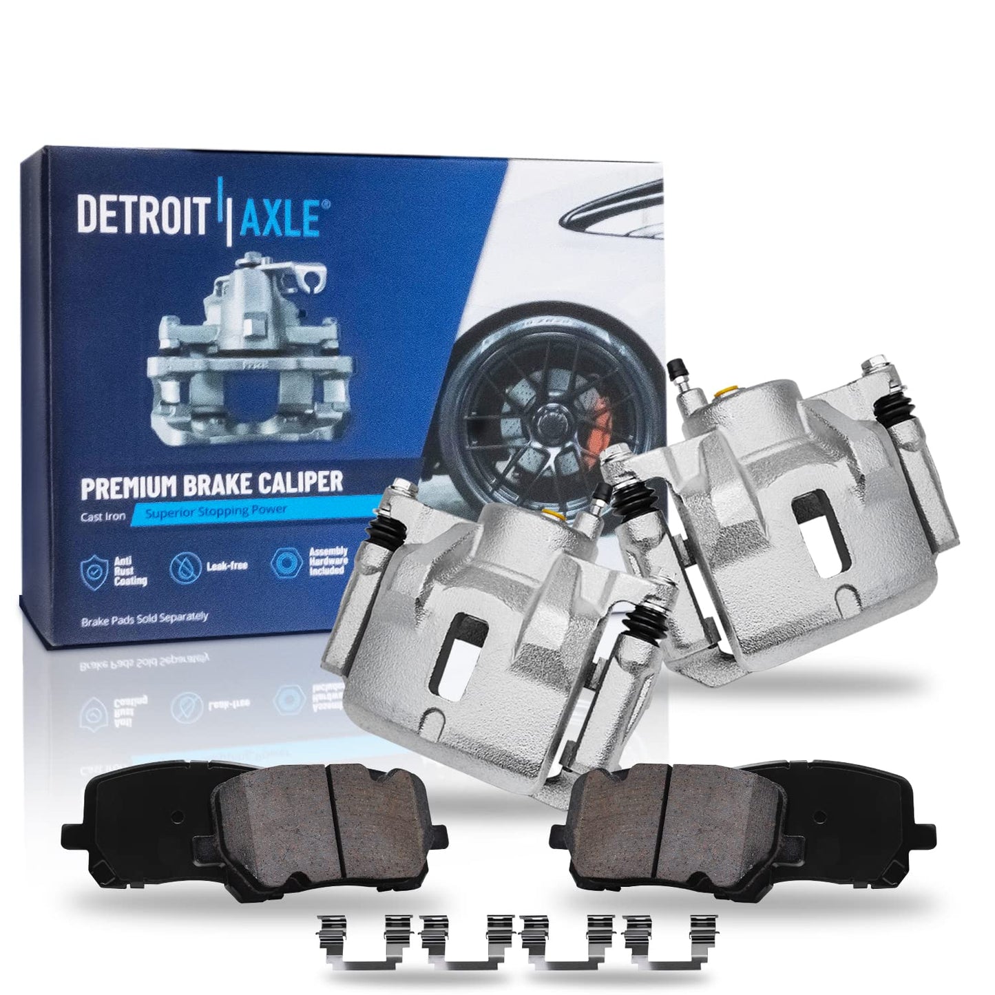 Detroit Axle - Rear Brake Pads for 2019-2024 Chevy Silverado 1500 GMC Sierra 1500, 2021-2024 Tahoe Suburban Yukon XL Cadillac Escalade ESV, Canyon LYRIQ Colorado, Ceramic Brake Pads with Hardware