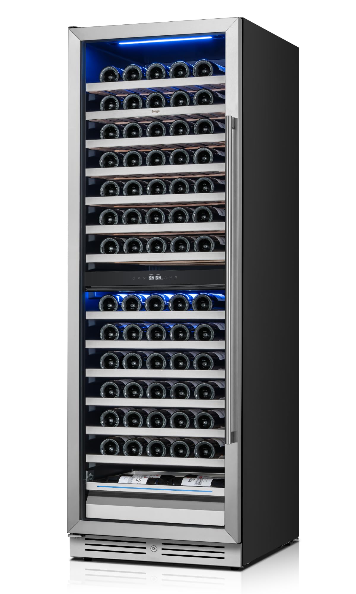 Yeego 24 Inch Wine Fridge Cooler - 52 Bottles Wine Cooler with Glass Door, 40-65℉ Built-In or Freestanding Refrigerator, Under Counter Wine Fridge for Kitchen Bar Office (Left-Hinged)