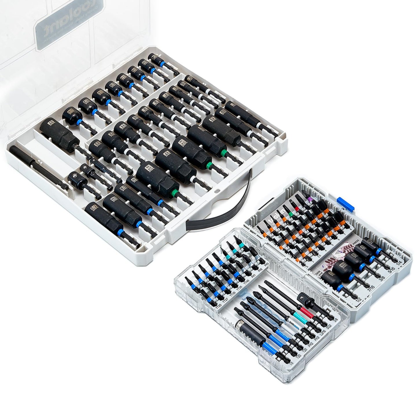toolant Impact Magnetic Nut Driver Set, 38pcs Impact Driver Bit Set, Deep Nut Driver Set, Impact Socket Adapters, Wing Nut Driver, Bit Extension, 1/4'' Quick Change