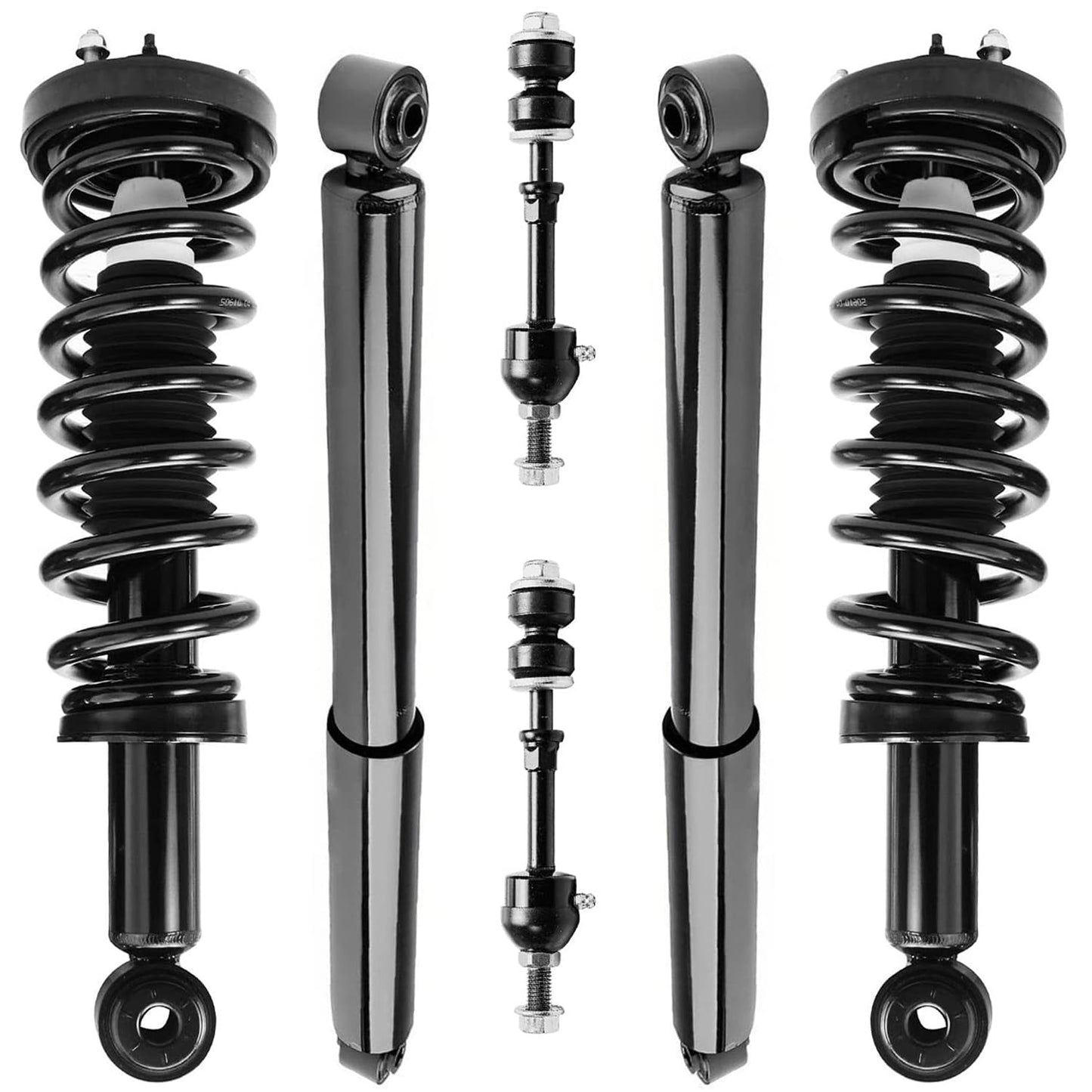 Detroit Axle - 6pc Struts Shocks Kit for 2014-2018 Chevy Silverado 1500 GMC Sierra 1500, 2 Front Struts w/Coil Springs 2 Sway Bars 2 Rear Shock Absorbers 2015 2016 2017 Replacement Suspension