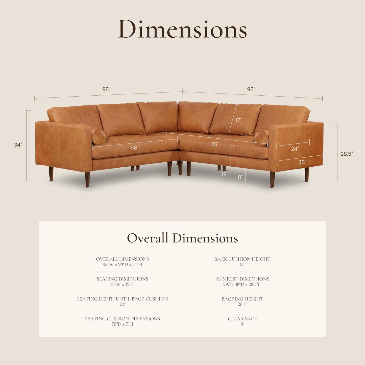 POLY & BARK Napa 82" Leather Pull‑Out Sleeper Sofa – Full‑Grain Italian Leather Upholstery,Tri‑Layer Mattress & Storage Console –Sophisticated Multi‑Functional Sofa Bed for Living Rooms & Guest Spaces